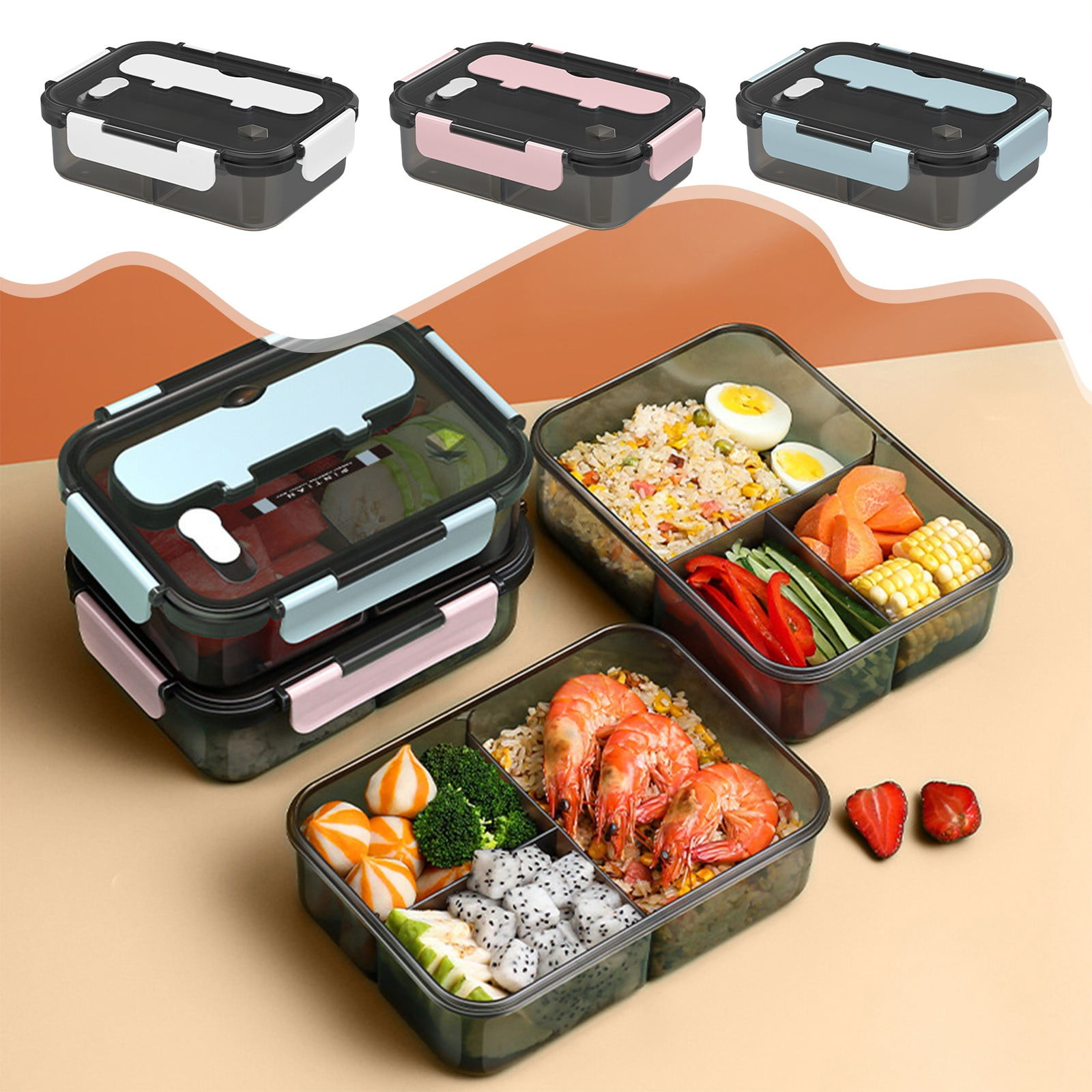 Xuniizn Bento Box Adult Lunch Box, Containers for Adults Men Women, Lunchable Food Container with Utensils, Sauce Jar, Muffin Liners, Microwave & Dishwasher Safe White#1 - Image 1