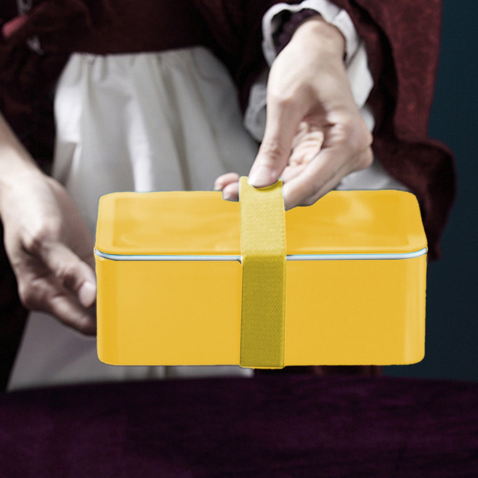 Xuniizn Bento Box Adult Lunch Box, Containers for Adults Men Women, Lunchable Food Container with Utensils, Sauce Jar, Muffin Liners, Microwave & Dishwasher Safe Yellow#1 - Image 2