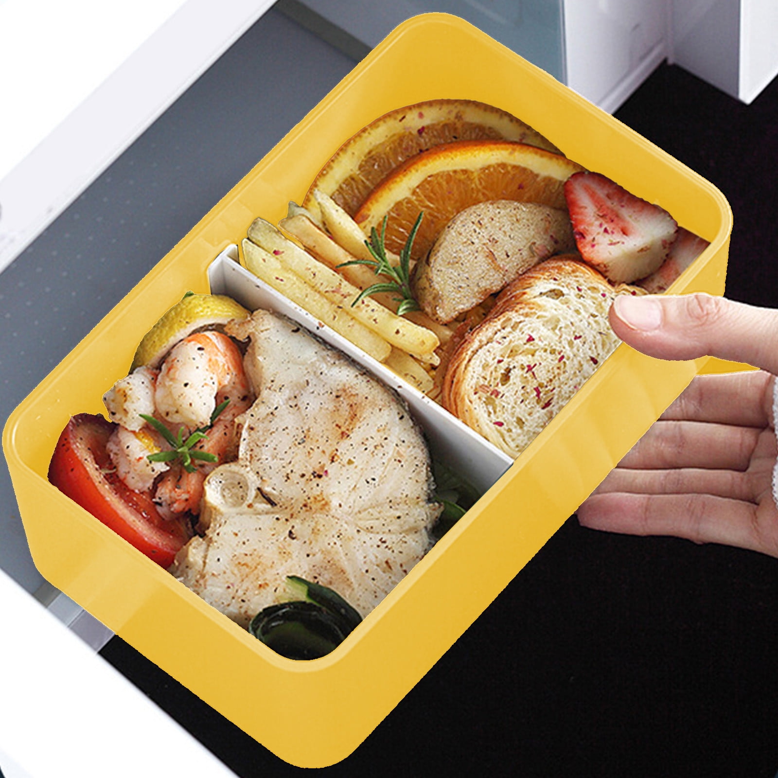 Xuniizn Bento Box Adult Lunch Box, Containers for Adults Men Women, Lunchable Food Container with Utensils, Sauce Jar, Muffin Liners, Microwave & Dishwasher Safe Yellow#1 - Image 6