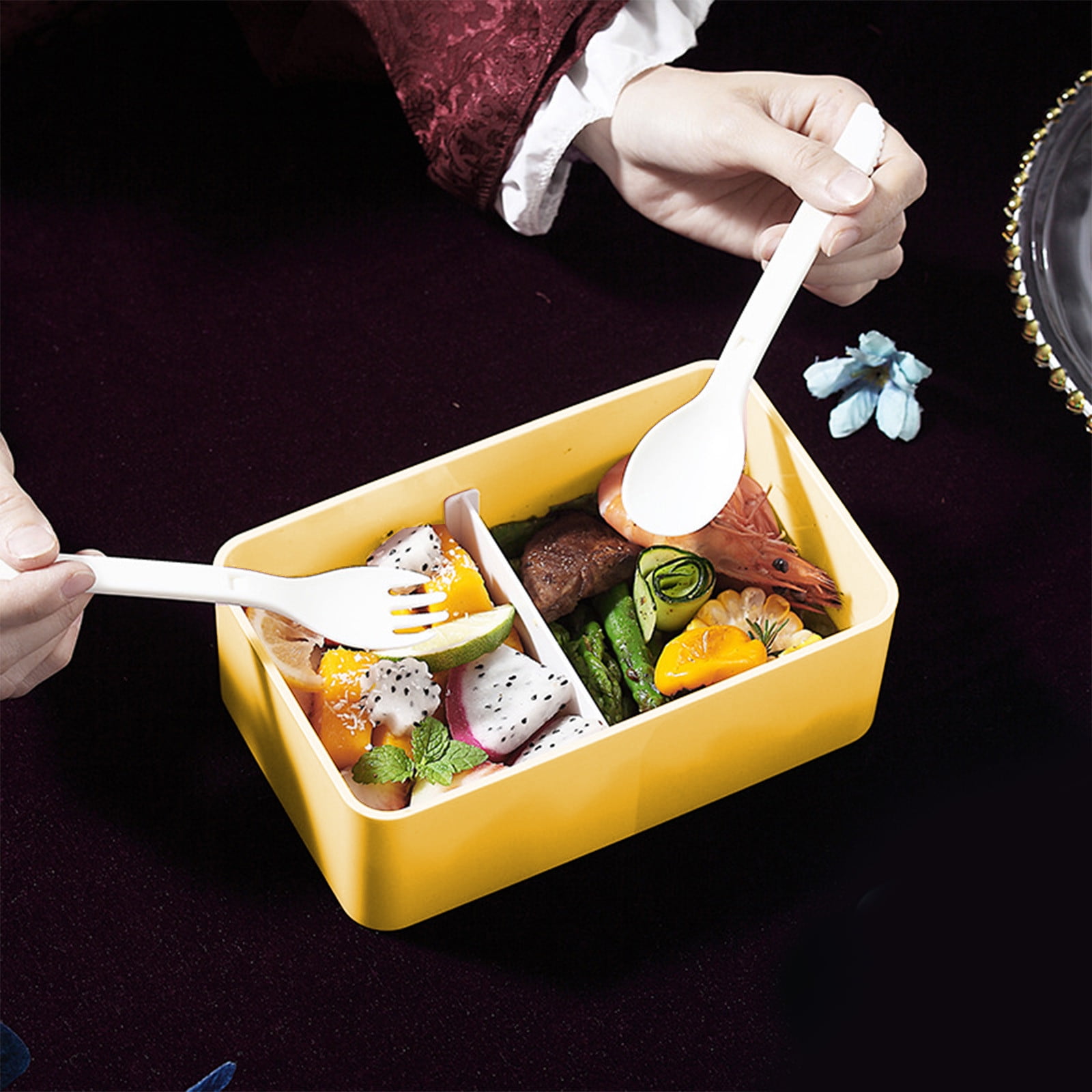 Xuniizn Bento Box Adult Lunch Box, Containers for Adults Men Women, Lunchable Food Container with Utensils, Sauce Jar, Muffin Liners, Microwave & Dishwasher Safe Yellow#1 - Image 7