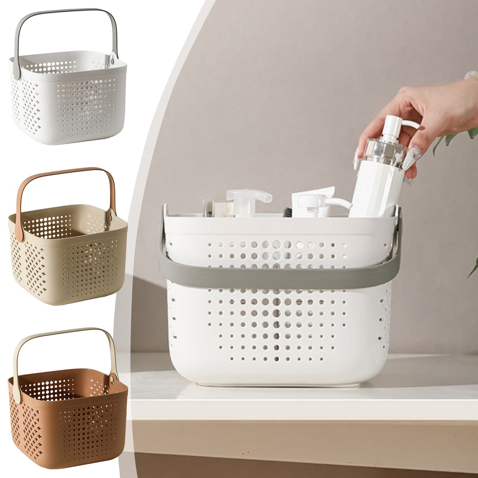 Xuniizn Plastic Shower Caddy Portable Bucket, Cleaning Shower Basket with Handle Compartments Storage Organizer for Bathroom Kitchen College Dorm Sink A - Image 1