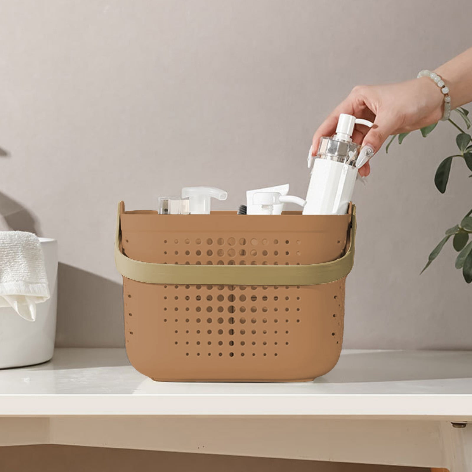 Xuniizn Plastic Shower Caddy Portable Bucket, Cleaning Shower Basket with Handle Compartments Storage Organizer for Bathroom Kitchen College Dorm Sink C - Image 7