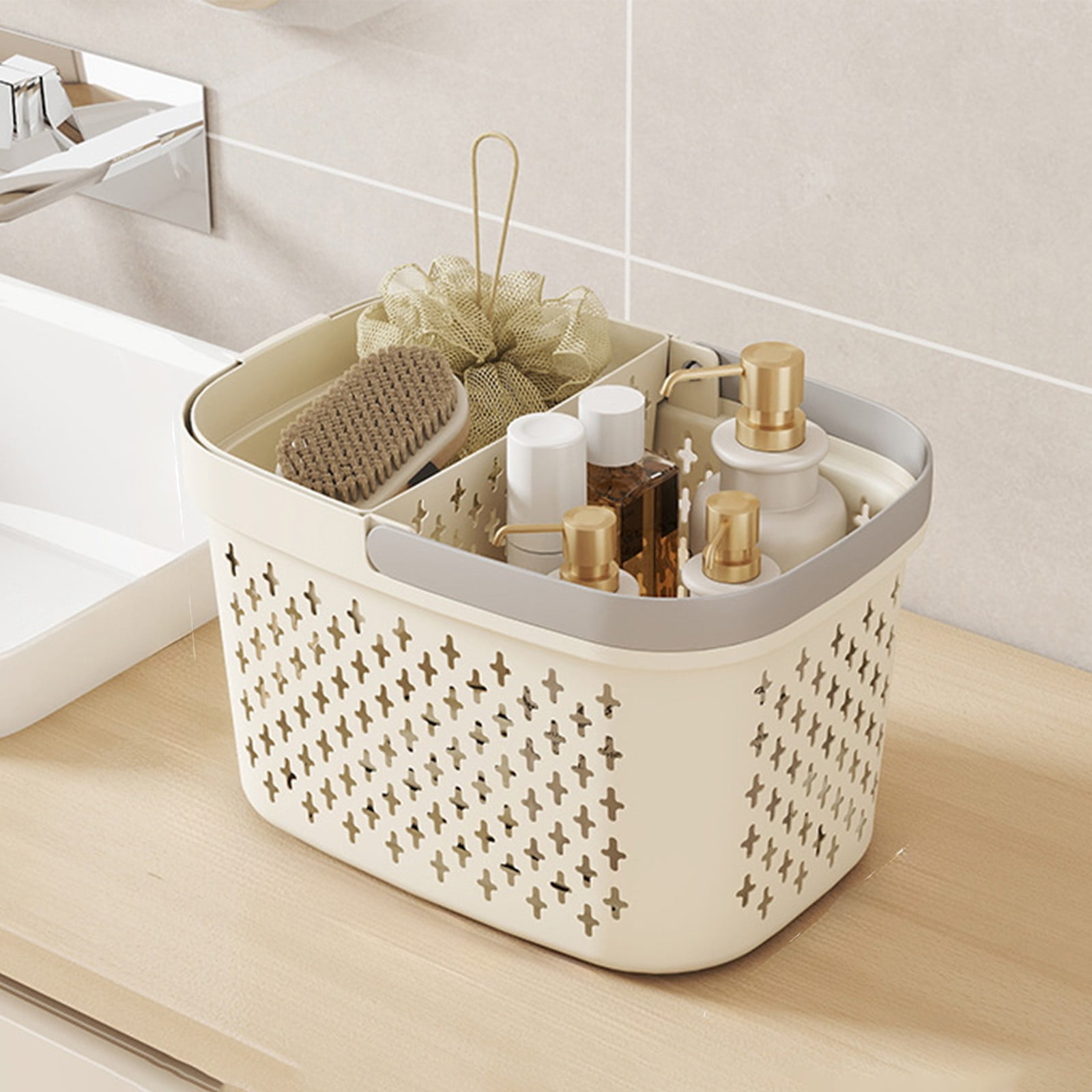 Xuniizn Plastic Shower Caddy Portable Bucket, Cleaning Shower Basket with Handle Compartments Storage Organizer for Bathroom Kitchen College Dorm Sink D - Image 2