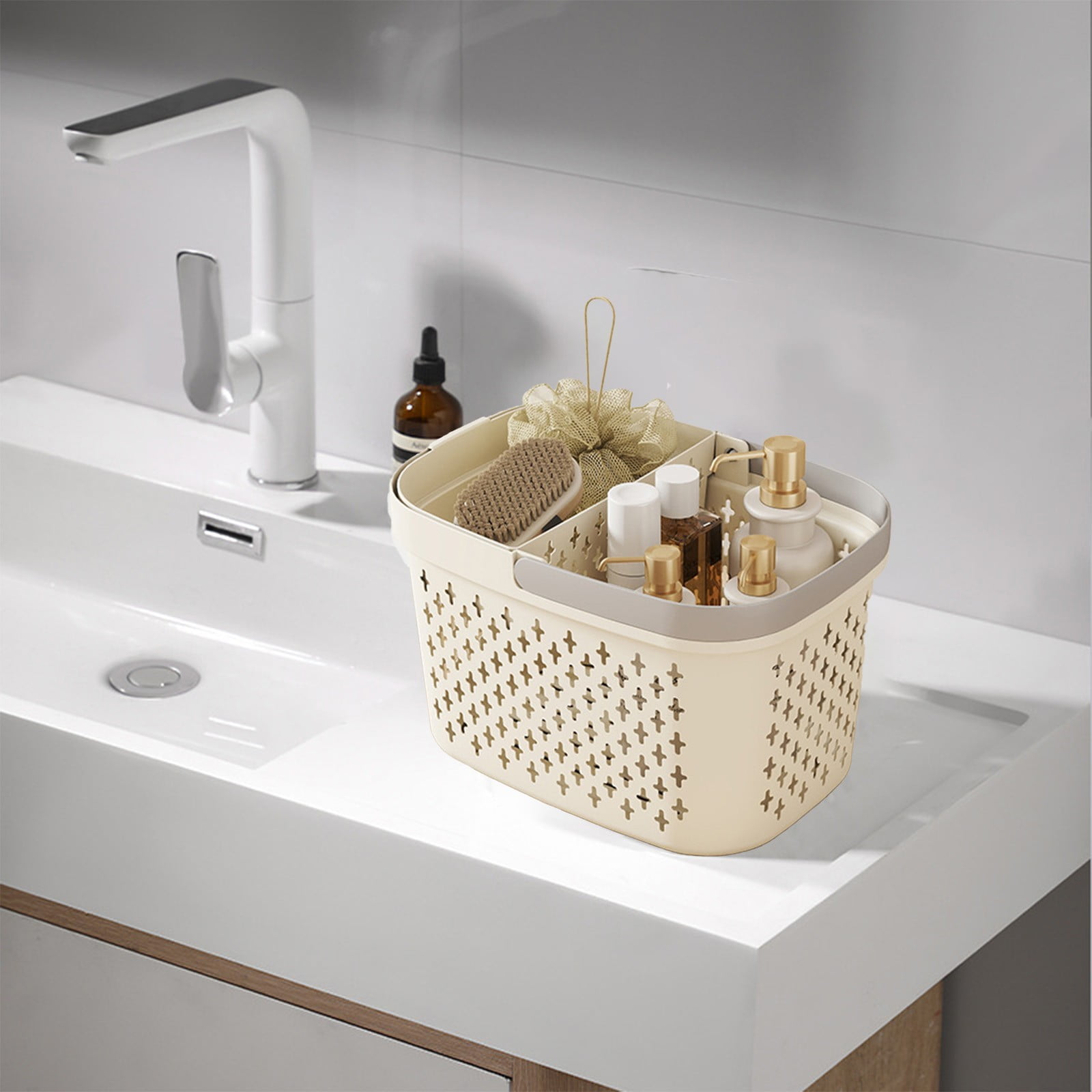 Xuniizn Plastic Shower Caddy Portable Bucket, Cleaning Shower Basket with Handle Compartments Storage Organizer for Bathroom Kitchen College Dorm Sink D - Image 6