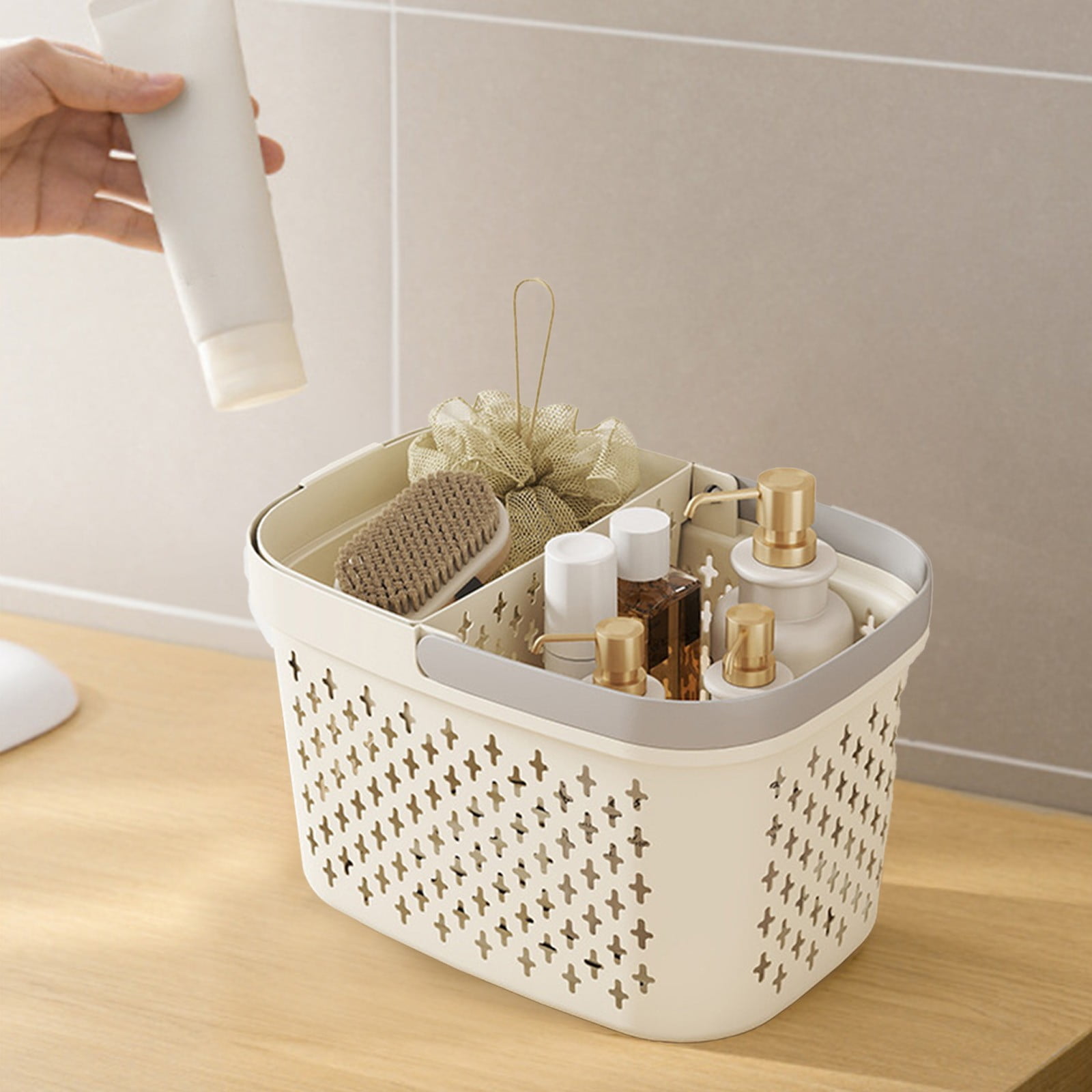 Xuniizn Plastic Shower Caddy Portable Bucket, Cleaning Shower Basket with Handle Compartments Storage Organizer for Bathroom Kitchen College Dorm Sink D - Image 7