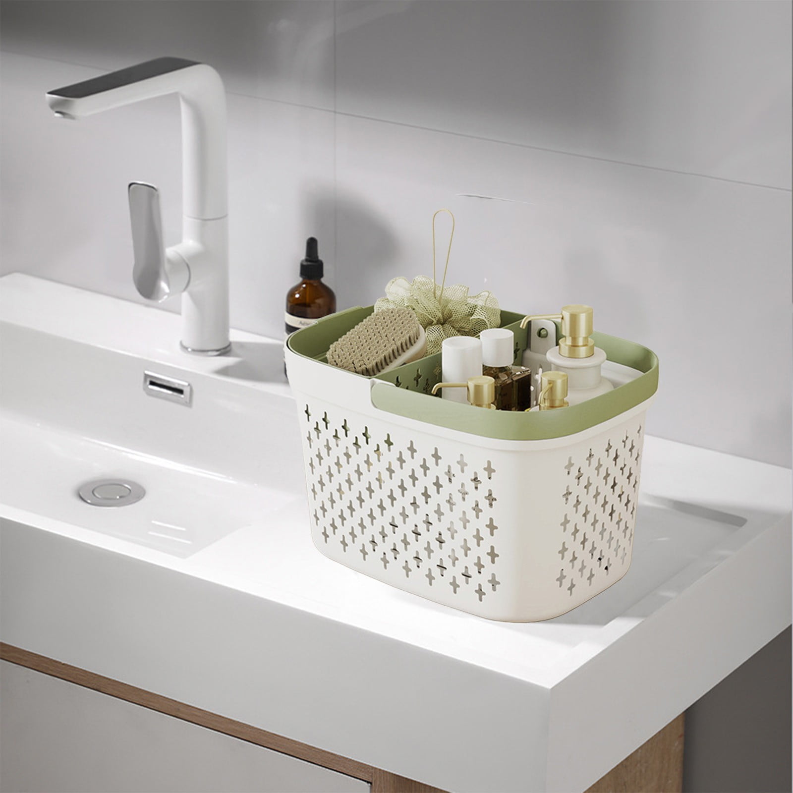 Xuniizn Plastic Shower Caddy Portable Bucket, Cleaning Shower Basket with Handle Compartments Storage Organizer for Bathroom Kitchen College Dorm Sink F - Image 6