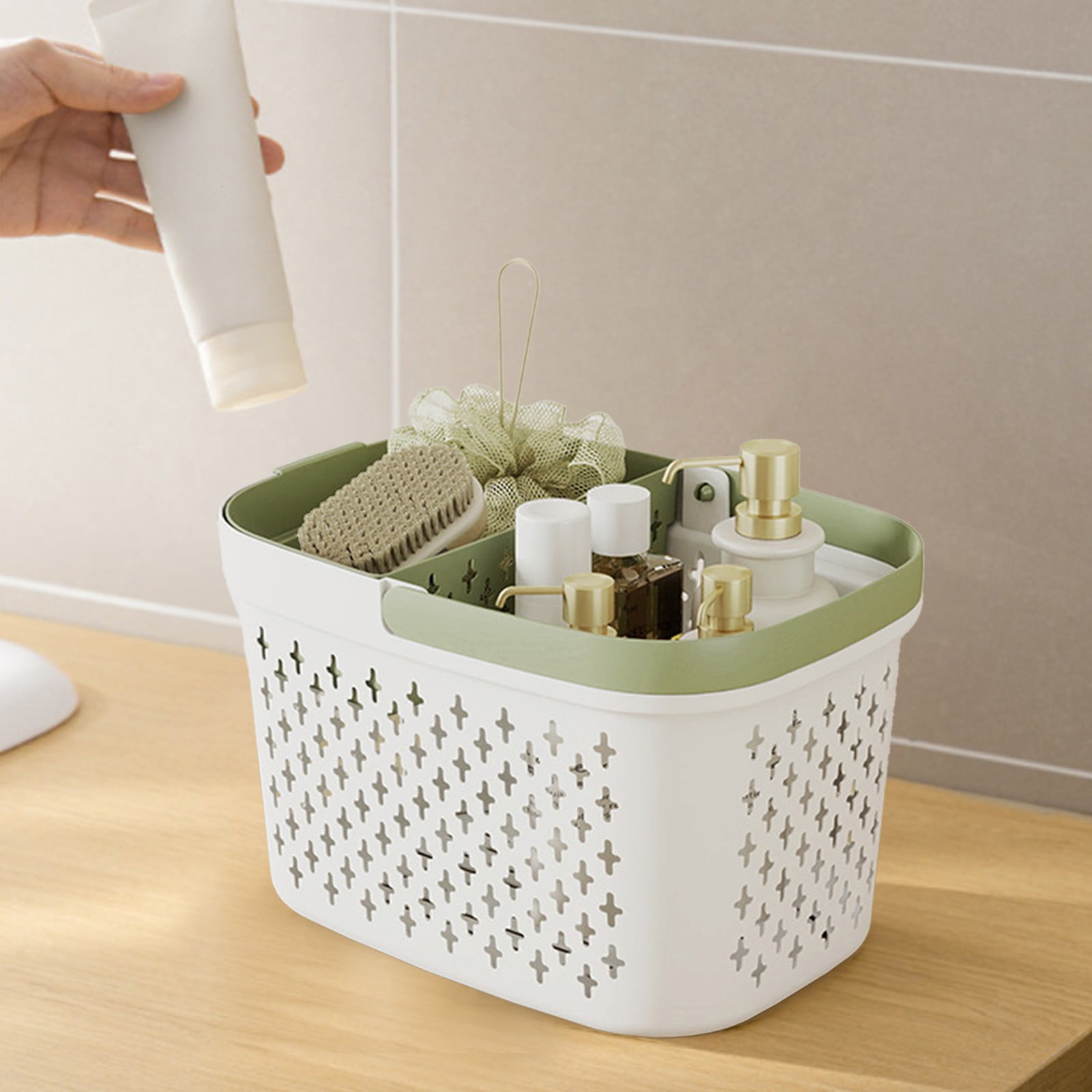Xuniizn Plastic Shower Caddy Portable Bucket, Cleaning Shower Basket with Handle Compartments Storage Organizer for Bathroom Kitchen College Dorm Sink F - Image 7