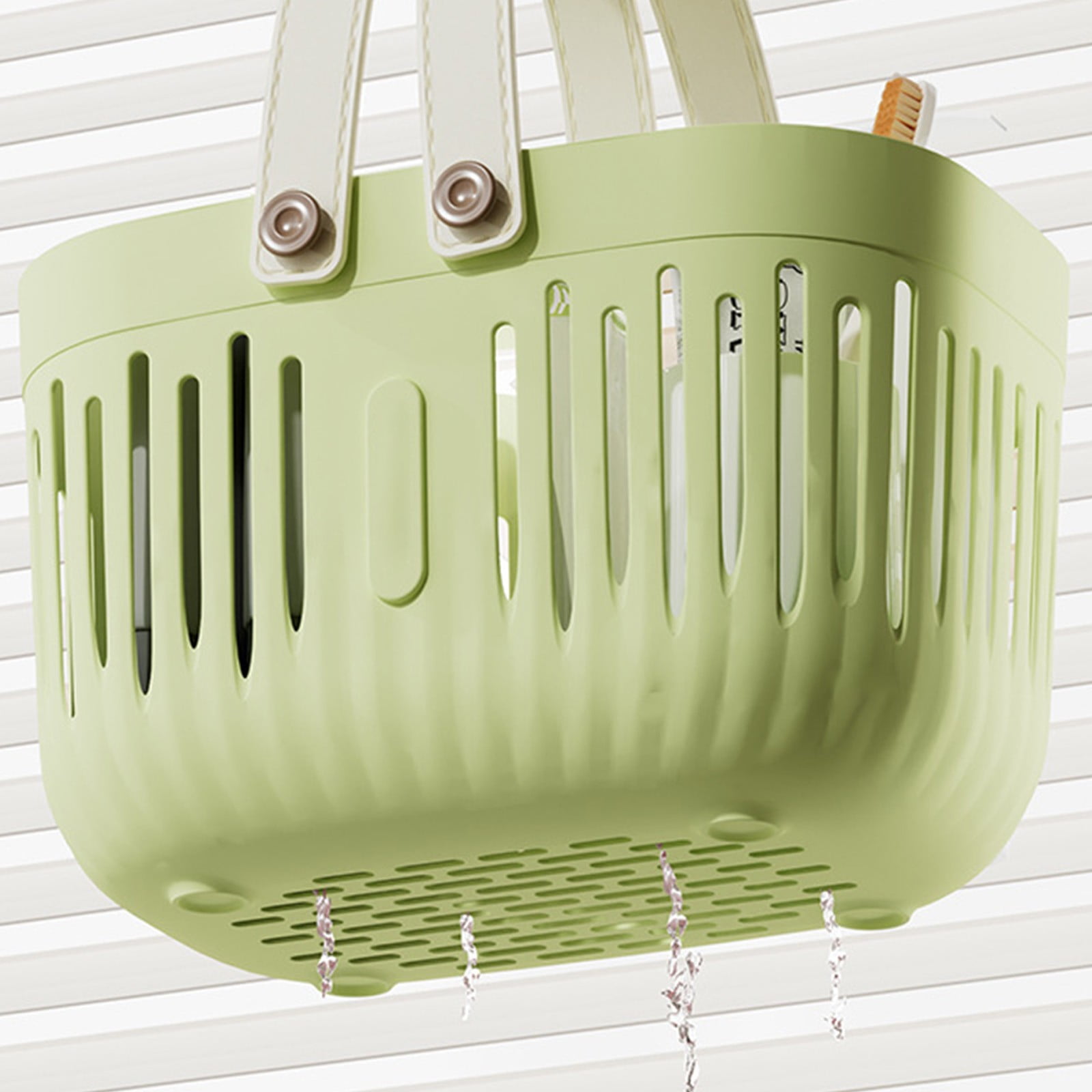 Xuniizn Plastic Shower Caddy Portable Bucket, Cleaning Shower Basket with Handle Compartments Storage Organizer for Bathroom Kitchen College Dorm Sink Green - Image 5