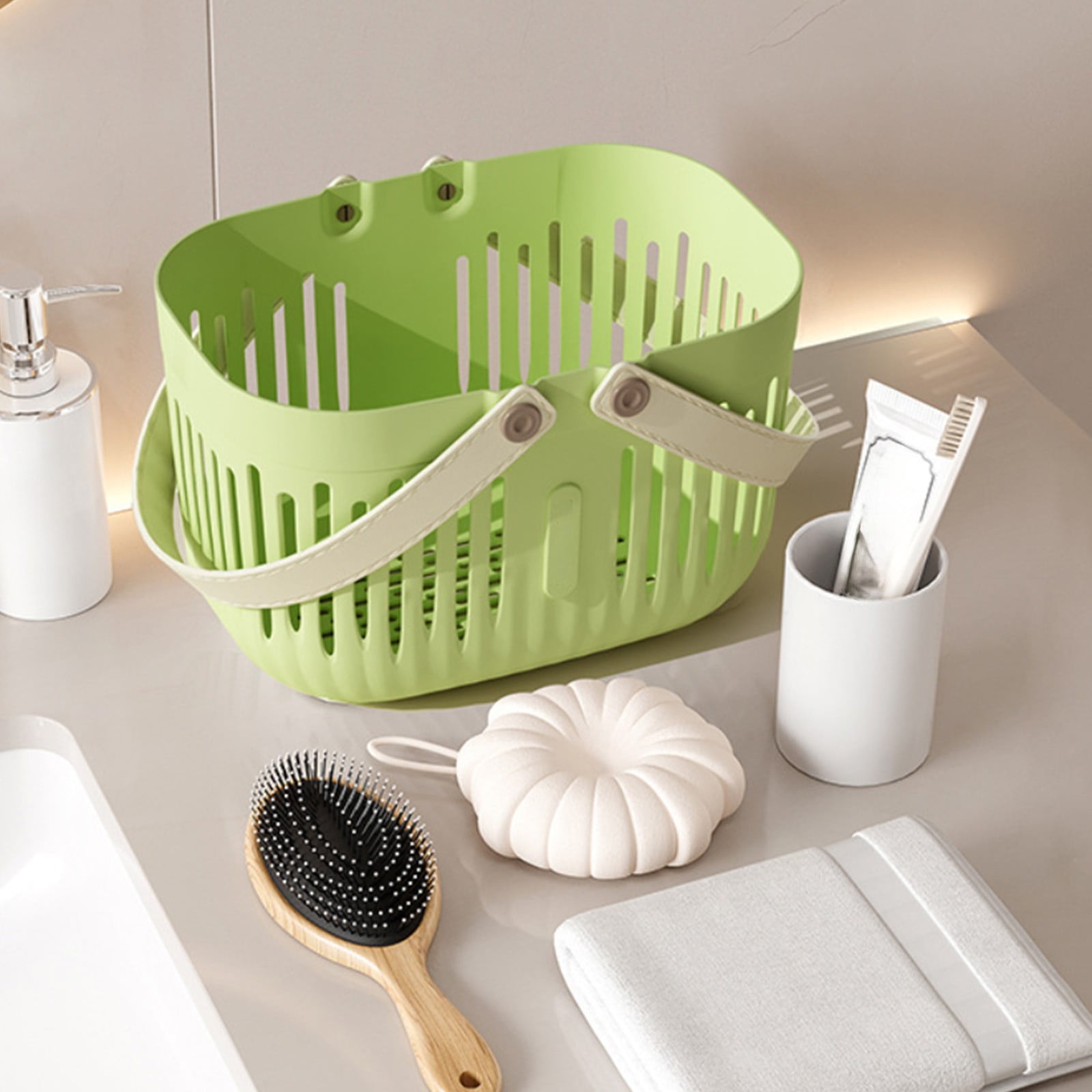 Xuniizn Plastic Shower Caddy Portable Bucket, Cleaning Shower Basket with Handle Compartments Storage Organizer for Bathroom Kitchen College Dorm Sink Green - Image 6
