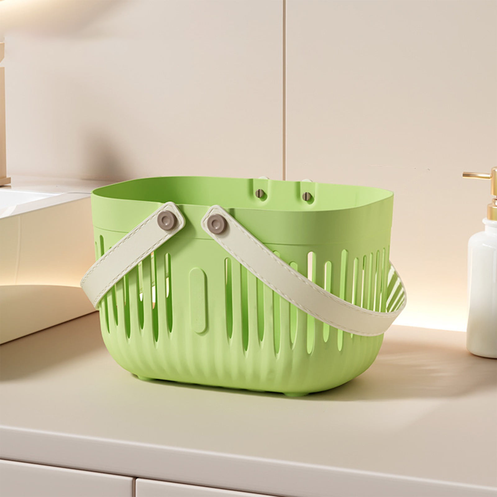 Xuniizn Plastic Shower Caddy Portable Bucket, Cleaning Shower Basket with Handle Compartments Storage Organizer for Bathroom Kitchen College Dorm Sink Green - Image 7