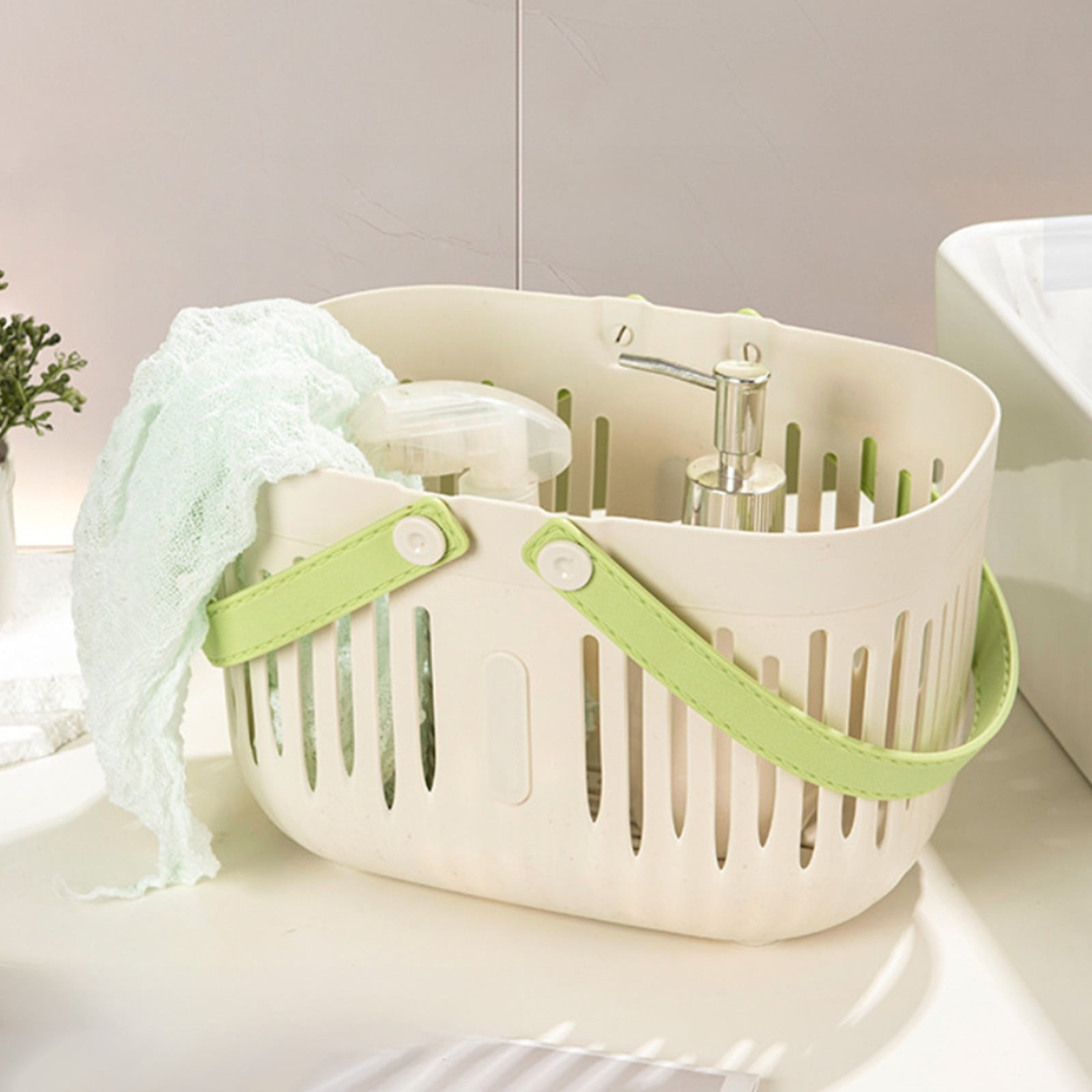 Xuniizn Plastic Shower Caddy Portable Bucket, Cleaning Shower Basket with Handle Compartments Storage Organizer for Bathroom Kitchen College Dorm Sink White#1 - Image 2