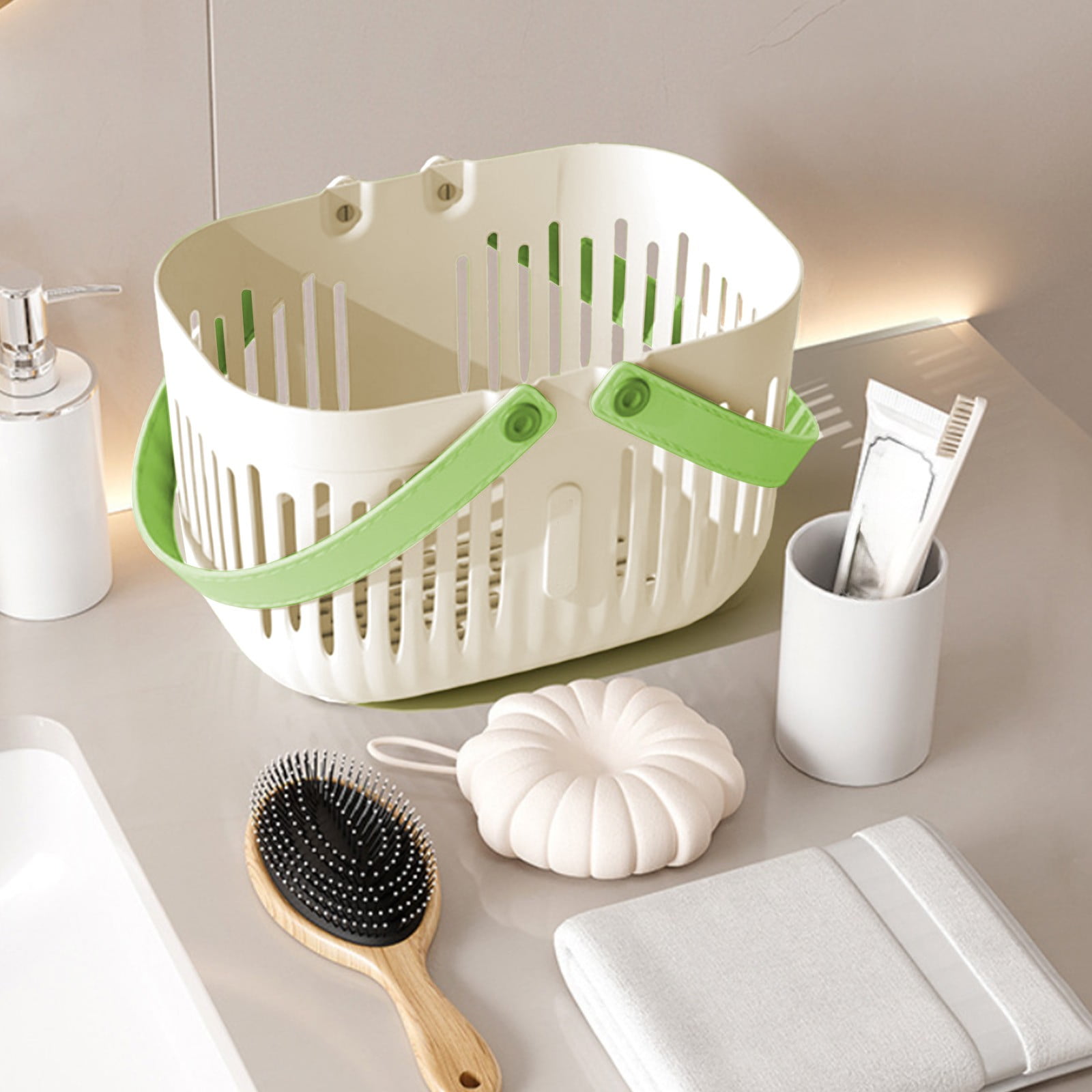 Xuniizn Plastic Shower Caddy Portable Bucket, Cleaning Shower Basket with Handle Compartments Storage Organizer for Bathroom Kitchen College Dorm Sink White#1 - Image 6