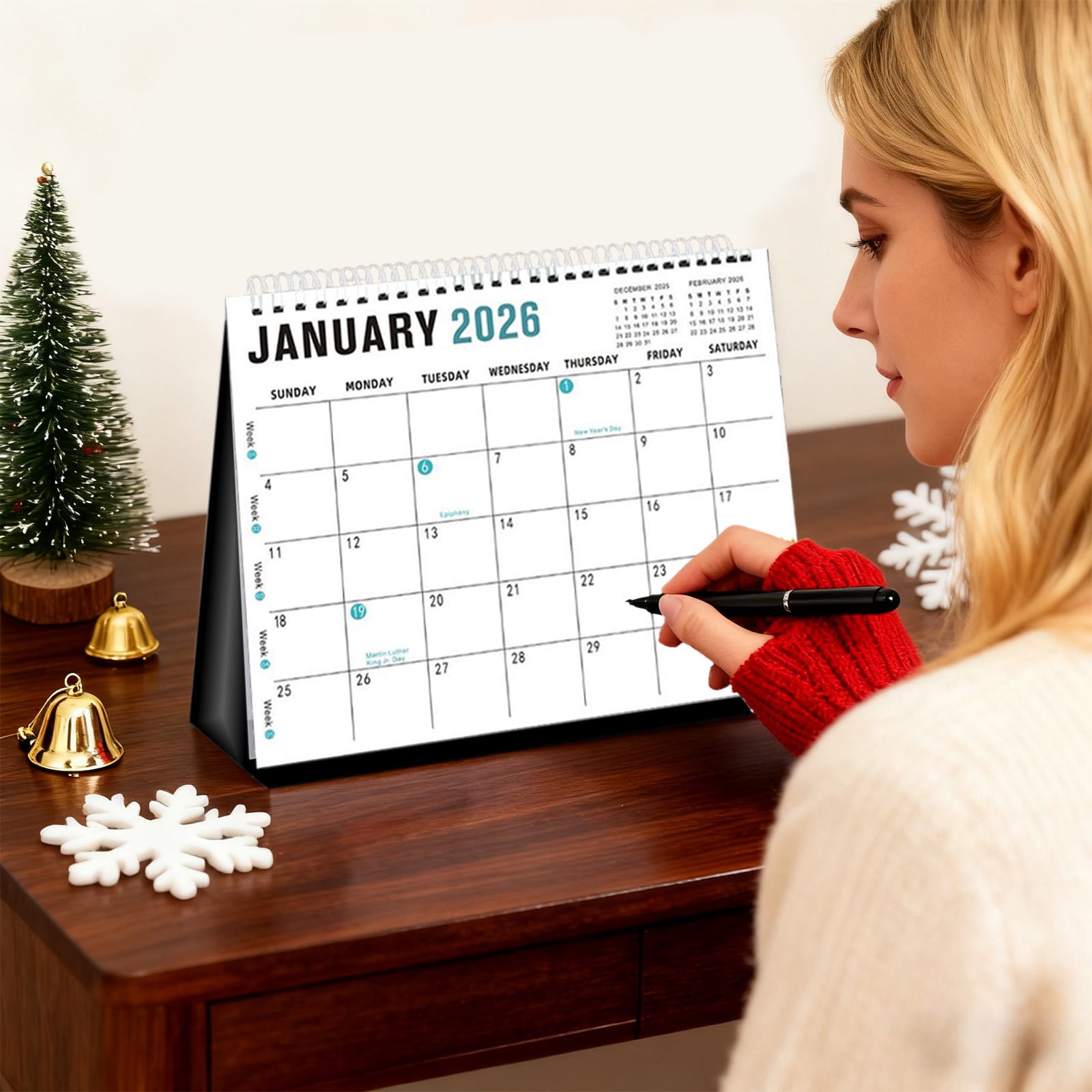Dmlowu 2026 Desk Calendar - 8x10 inch Desk Calendar 2026-2027, 12 Months Desk Calendar Runs From January 2026 To December 2026, Exquisite Desk Calendar 2026 Q - Image 1
