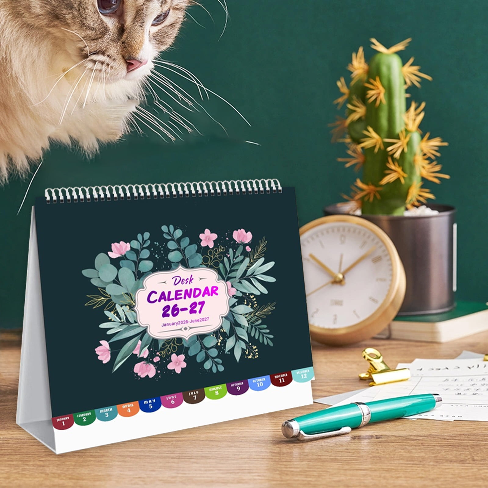 Dmlowu 2026 Desk Calendar - 8x10 inch Desk Calendar 2026-2027, 12 Months Desk Calendar Runs From January 2026 To December 2026, Exquisite Desk Calendar 2026 V - Image 1