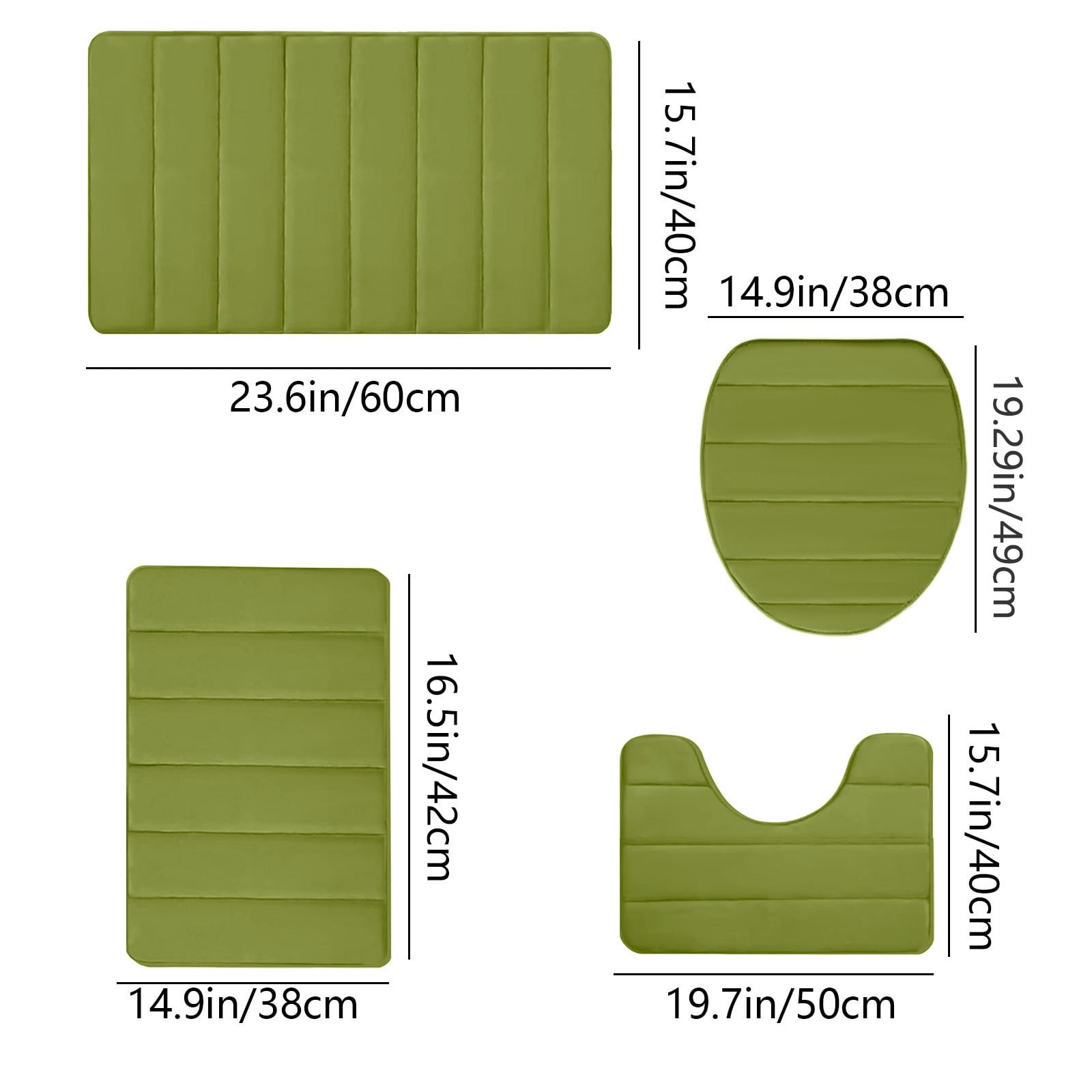 Xuniizn Bathroom Rugs Sets 4 Piece, Bath Mat Set and Oval Toilet Base with Rubber Backing, Plush Absorbent Shaggy Chenille Washable Mats, Includes 16x24