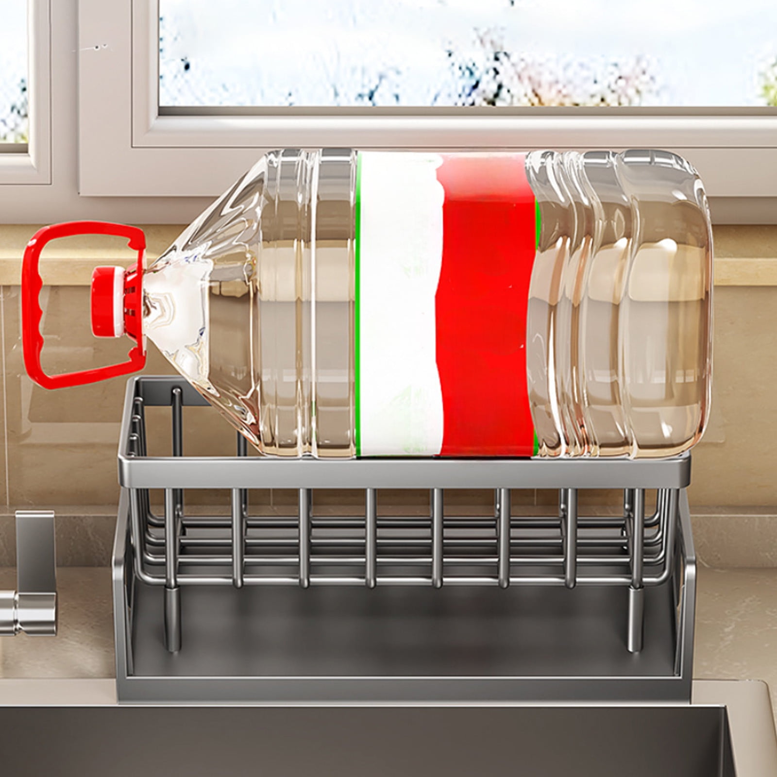 PALIFEUR Sponge Holder for Kitchen Sink, Kitchen Sink Organizer Rustproof 304 Stainless Steel Detachable Dishcloth Rack Sink Caddy, Kitchen Sponge Holder Bathroom Organizer Brush Holder Storage Gray - Image 7