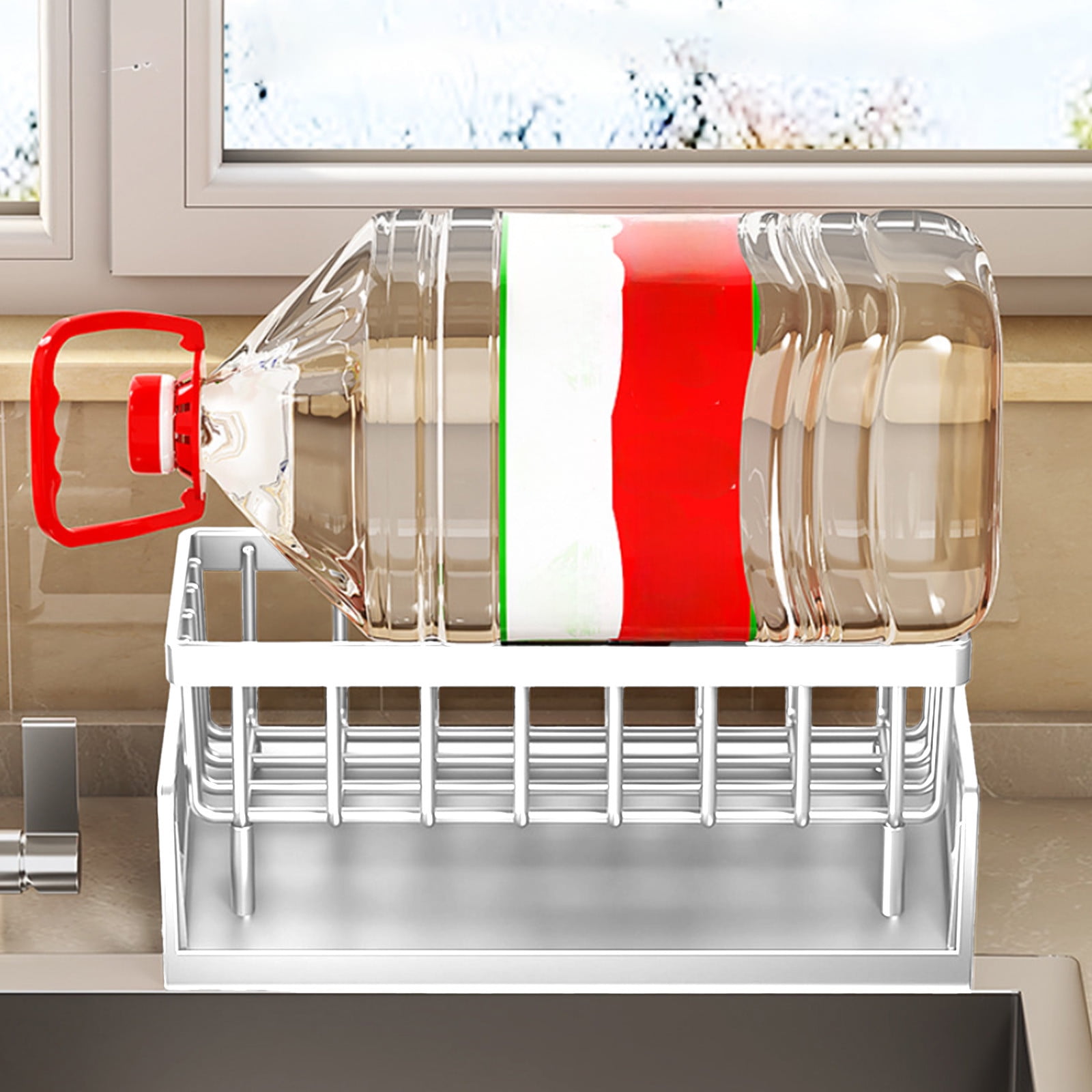 PALIFEUR Sponge Holder for Kitchen Sink, Kitchen Sink Organizer Rustproof 304 Stainless Steel Detachable Dishcloth Rack Sink Caddy, Kitchen Sponge Holder Bathroom Organizer Brush Holder Storage White - Image 5
