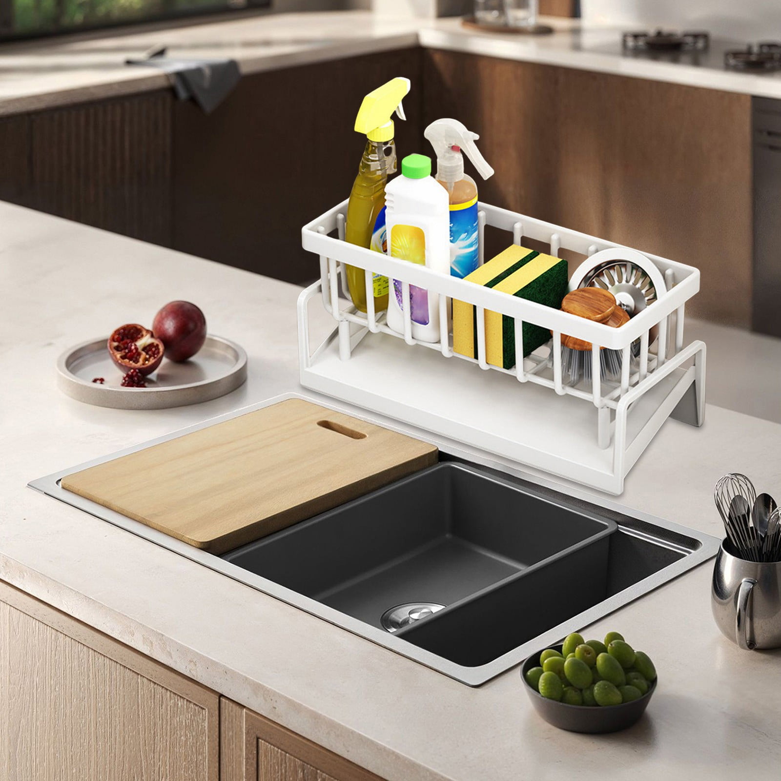 PALIFEUR Sponge Holder for Kitchen Sink, Kitchen Sink Organizer Rustproof 304 Stainless Steel Detachable Dishcloth Rack Sink Caddy, Kitchen Sponge Holder Bathroom Organizer Brush Holder Storage XA_#White - Image 4