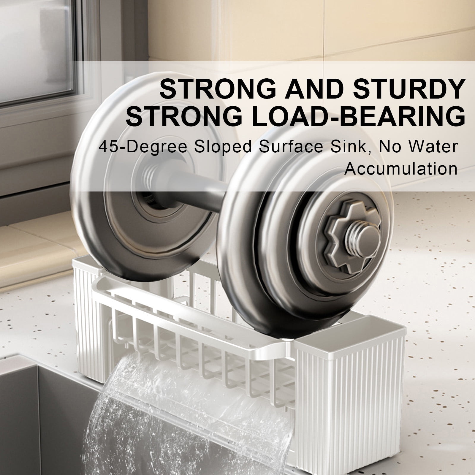 Kitchen sink sponge rack, kitchen sink storage rack, rust-proof detachable dishcloth rack, sink storage rack, kitchen sponge rack, bathroom storage rack, brush holder #beige - Image 4