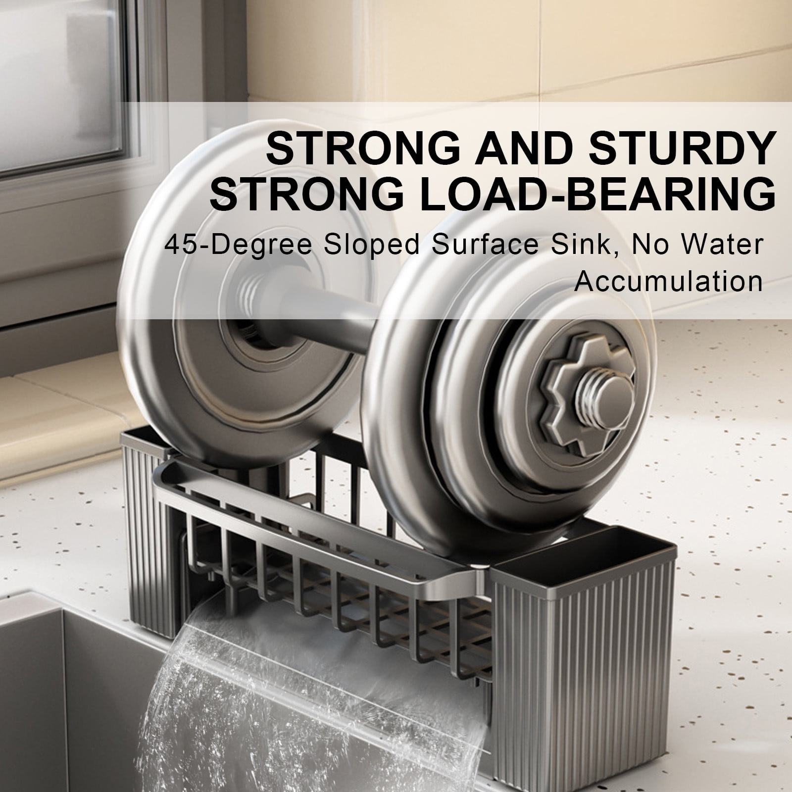 PALIFEUR Sponge Holder for Kitchen Sink, Kitchen Sink Organizer Rustproof 304 Stainless Steel Detachable Dishcloth Rack Sink Caddy, Kitchen Sponge Holder Bathroom Organizer Brush Holder Storage XC_#Gray - Image 7