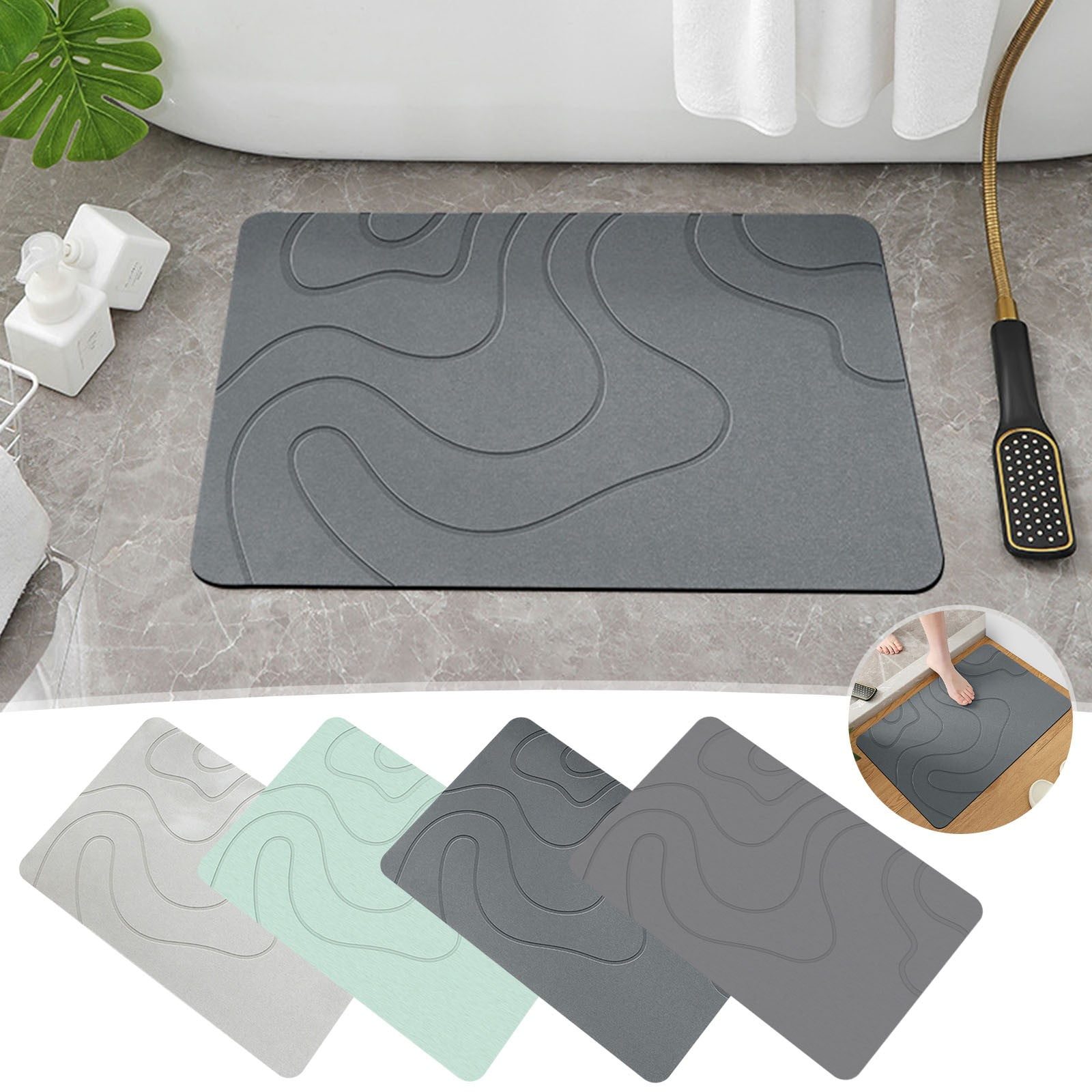 PALIFEUR Stone Bath Mat, 16x24