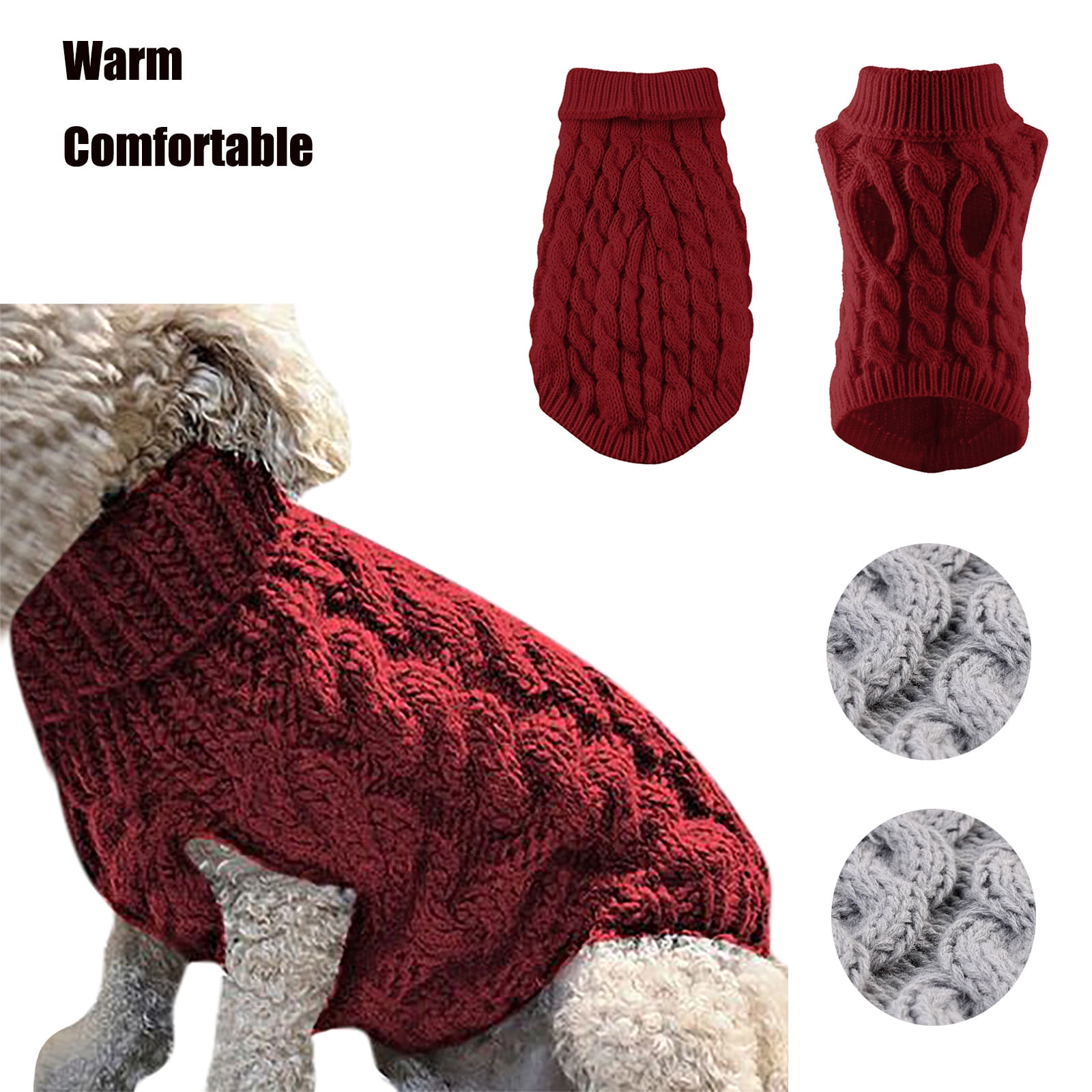 Xuniizn Dog Sweater for Small Medium Dogs, Warm Comfortable Winter Pet Clothes, Cute Knitted Sleeveless Pet Sweaters for Puppies, Cats, Dog Apparel & Accessories L Red - Image 1