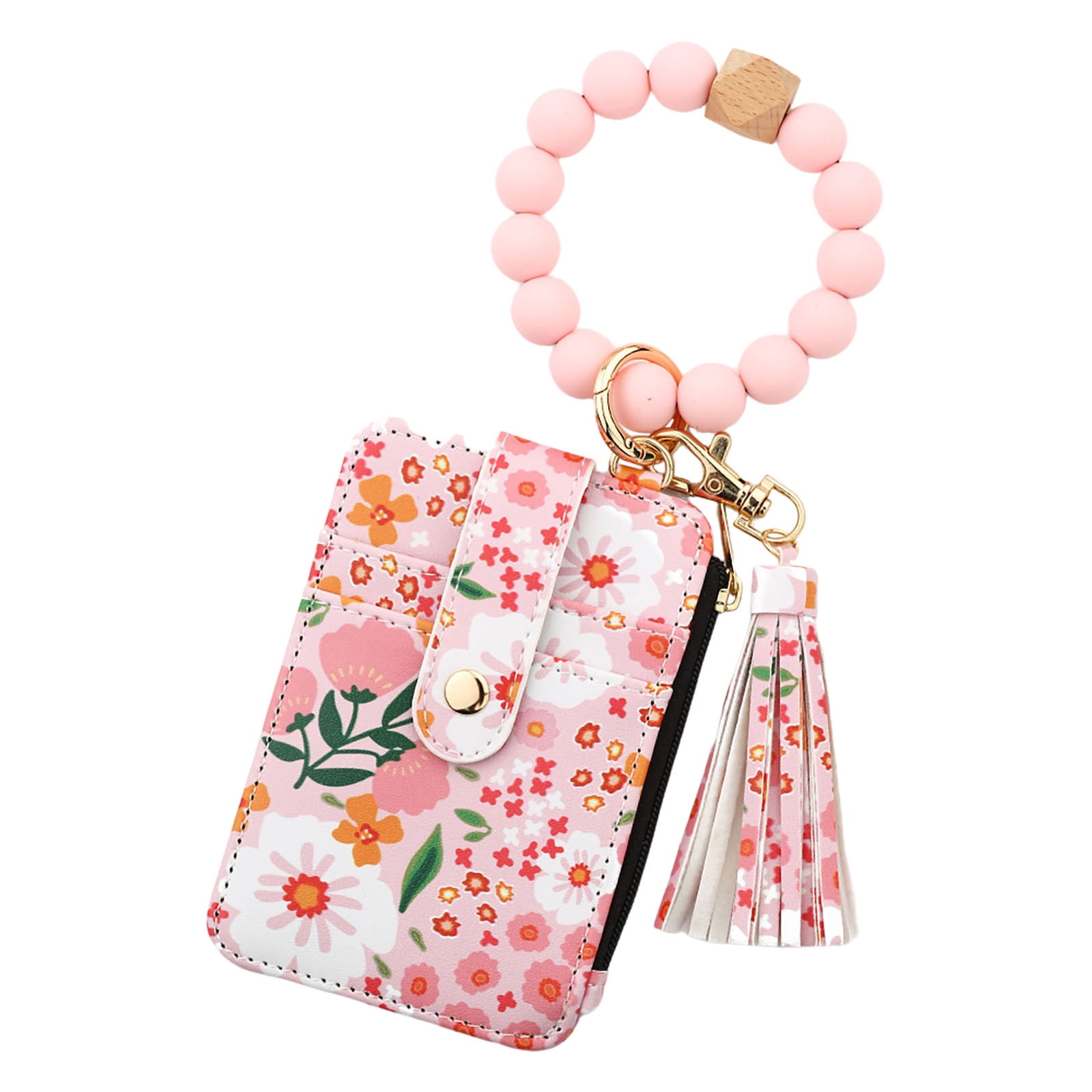 PALIFEUR Wallet Women, Wallet Keychain Wristlet for Women, Slim Credit Card Holder Wallet, Fashion Tassel Keychain Bangle Key Ring Purse for Women ( 18 Kinds of Prints Wallets) A - Image 2