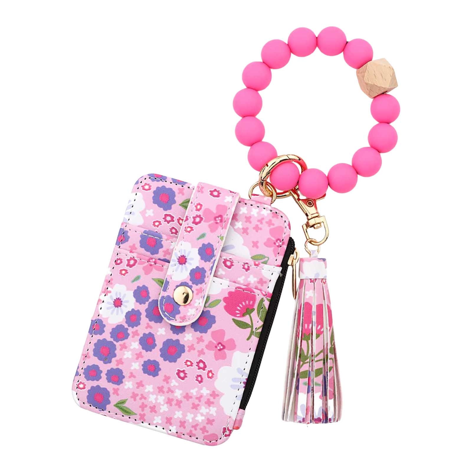 PALIFEUR Wallet Women, Wallet Keychain Wristlet for Women, Slim Credit Card Holder Wallet, Fashion Tassel Keychain Bangle Key Ring Purse for Women ( 18 Kinds of Prints Wallets) B - Image 2