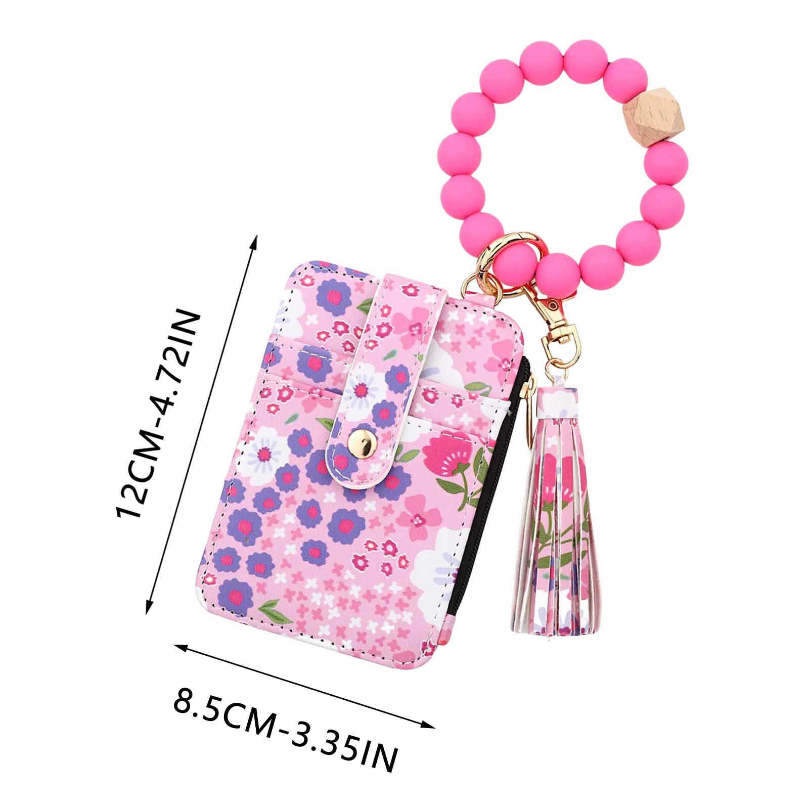 PALIFEUR Wallet Women, Wallet Keychain Wristlet for Women, Slim Credit Card Holder Wallet, Fashion Tassel Keychain Bangle Key Ring Purse for Women ( 18 Kinds of Prints Wallets) B - Image 3