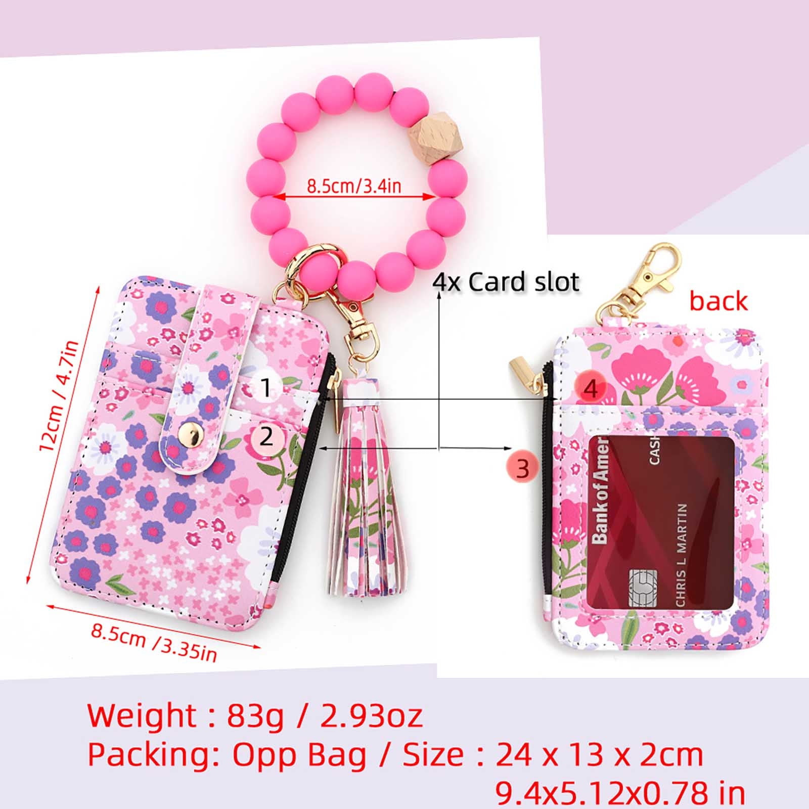PALIFEUR Wallet Women, Wallet Keychain Wristlet for Women, Slim Credit Card Holder Wallet, Fashion Tassel Keychain Bangle Key Ring Purse for Women ( 18 Kinds of Prints Wallets) B - Image 5