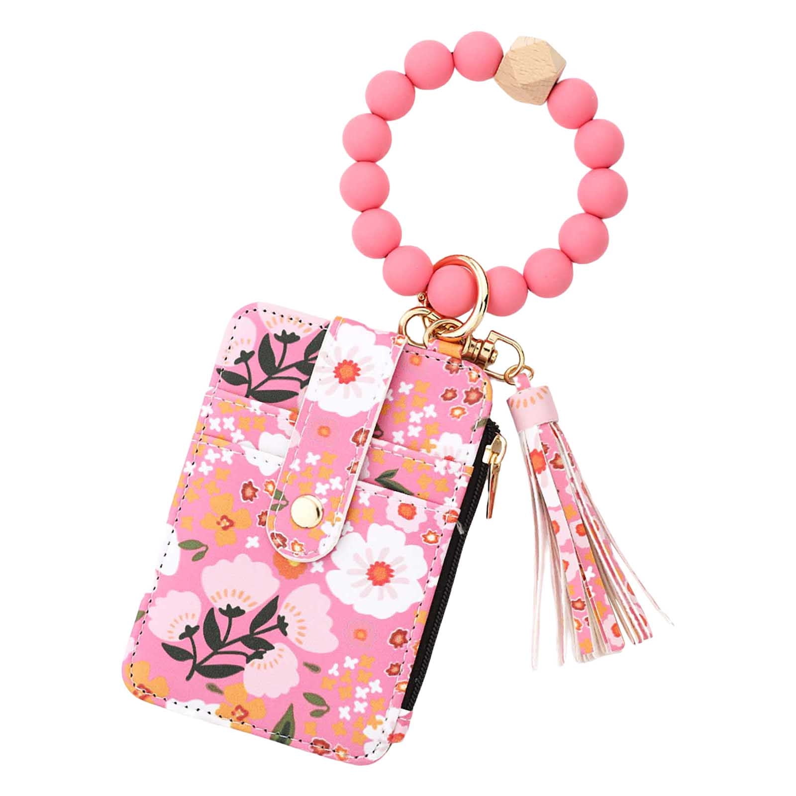 PALIFEUR Wallet Women, Wallet Keychain Wristlet for Women, Slim Credit Card Holder Wallet, Fashion Tassel Keychain Bangle Key Ring Purse for Women ( 18 Kinds of Prints Wallets) C - Image 2