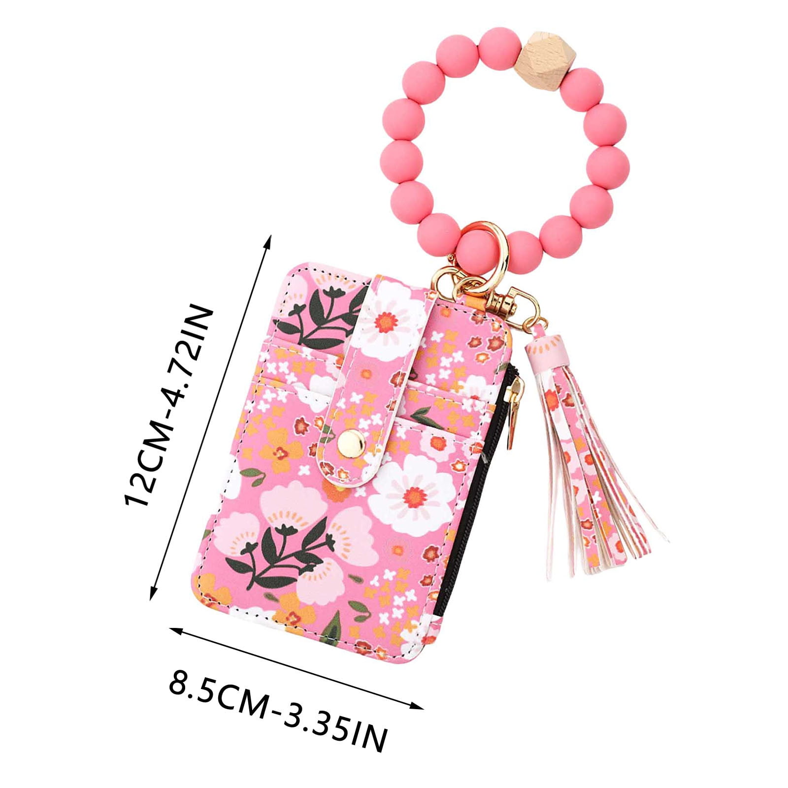 PALIFEUR Wallet Women, Wallet Keychain Wristlet for Women, Slim Credit Card Holder Wallet, Fashion Tassel Keychain Bangle Key Ring Purse for Women ( 18 Kinds of Prints Wallets) C - Image 3
