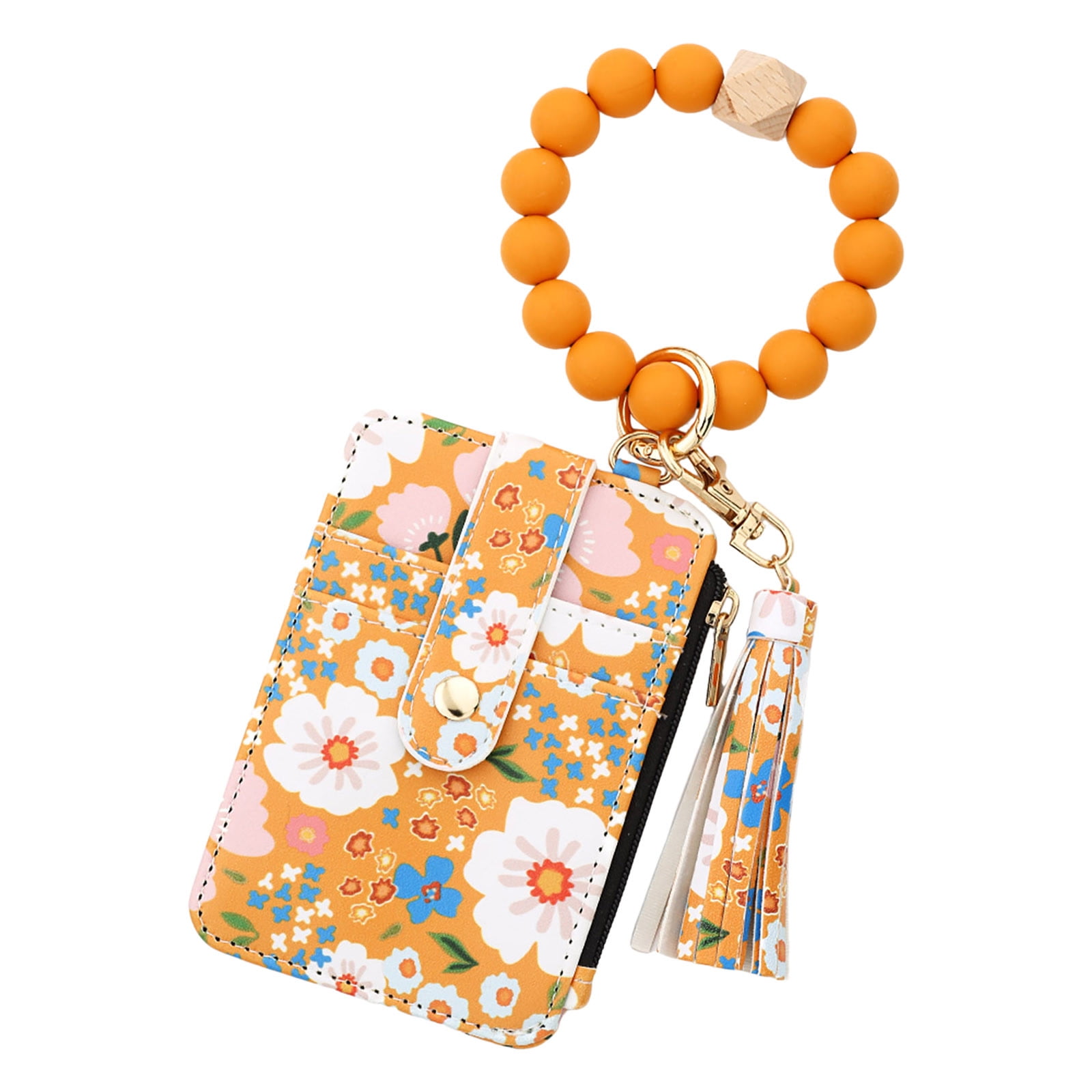 PALIFEUR Wallet Women, Wallet Keychain Wristlet for Women, Slim Credit Card Holder Wallet, Fashion Tassel Keychain Bangle Key Ring Purse for Women ( 18 Kinds of Prints Wallets) D - Image 2