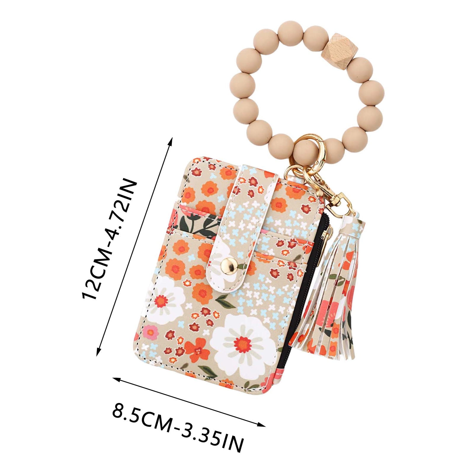 PALIFEUR Wallet Women, Wallet Keychain Wristlet for Women, Slim Credit Card Holder Wallet, Fashion Tassel Keychain Bangle Key Ring Purse for Women ( 18 Kinds of Prints Wallets) E - Image 3
