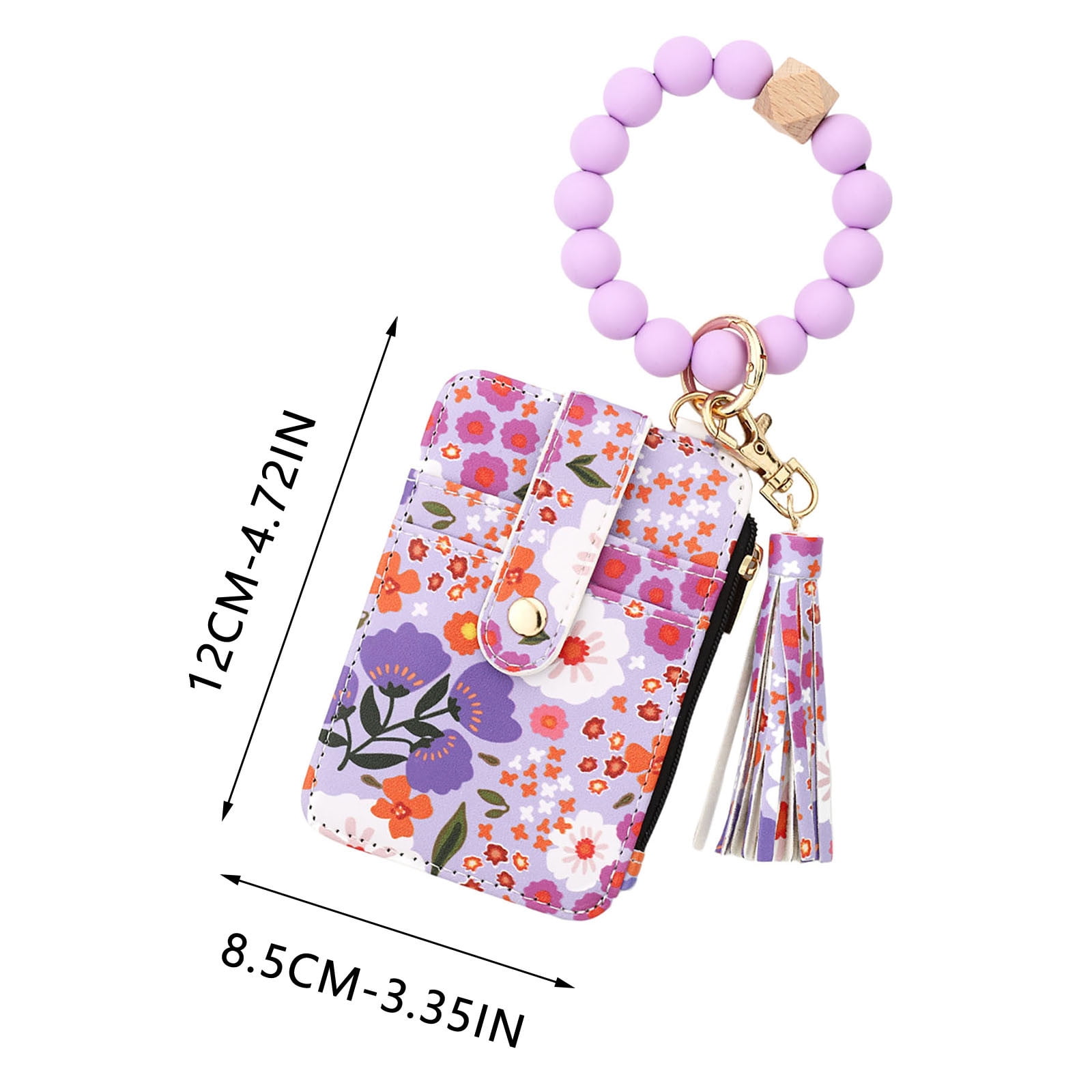 PALIFEUR Wallet Women, Wallet Keychain Wristlet for Women, Slim Credit Card Holder Wallet, Fashion Tassel Keychain Bangle Key Ring Purse for Women ( 18 Kinds of Prints Wallets) F - Image 3