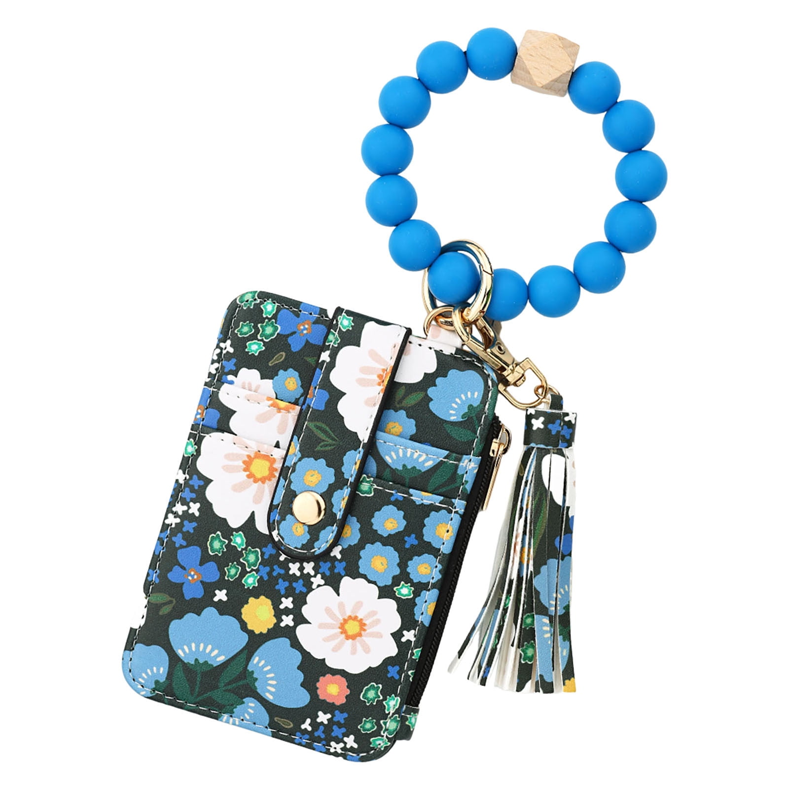 PALIFEUR Wallet Women, Wallet Keychain Wristlet for Women, Slim Credit Card Holder Wallet, Fashion Tassel Keychain Bangle Key Ring Purse for Women ( 18 Kinds of Prints Wallets) G - Image 2