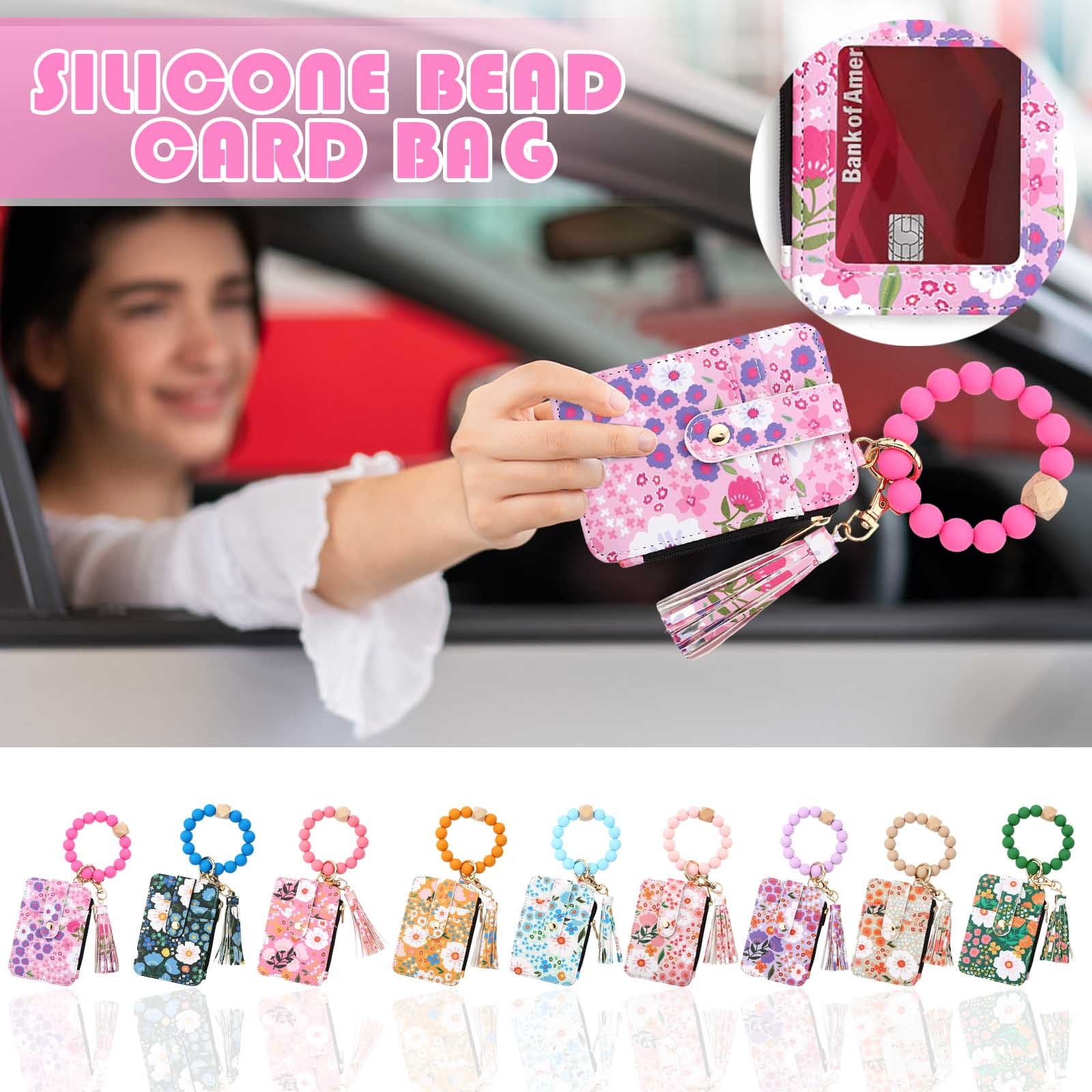 PALIFEUR Wallet Women, Wallet Keychain Wristlet for Women, Slim Credit Card Holder Wallet, Fashion Tassel Keychain Bangle Key Ring Purse for Women ( 18 Kinds of Prints Wallets) I - Image 1