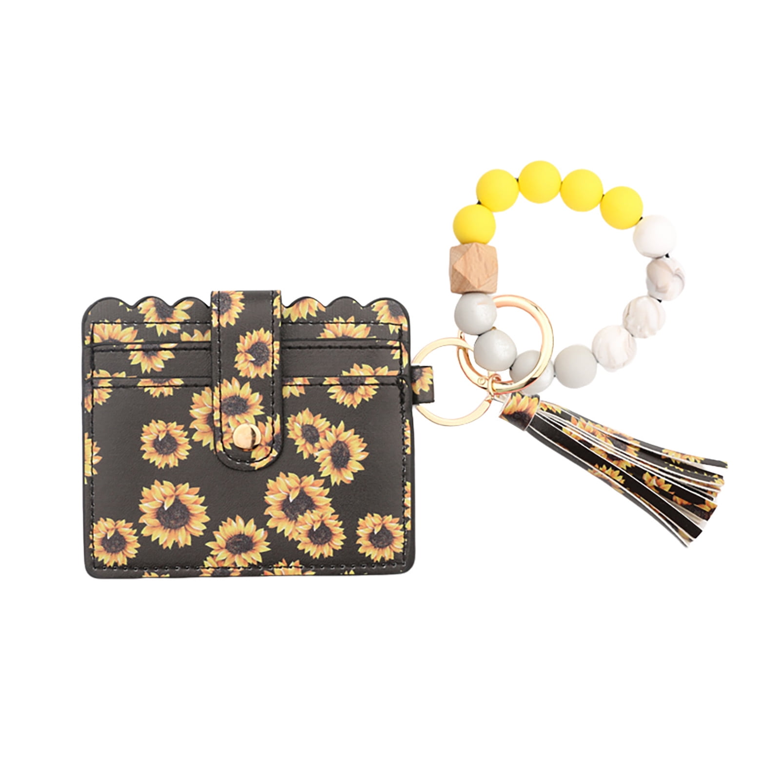 PALIFEUR Wallet Women, Wallet Keychain Wristlet for Women, Slim Credit Card Holder Wallet, Fashion Tassel Keychain Bangle Key Ring Purse for Women ( 18 Kinds of Prints Wallets) P - Image 2