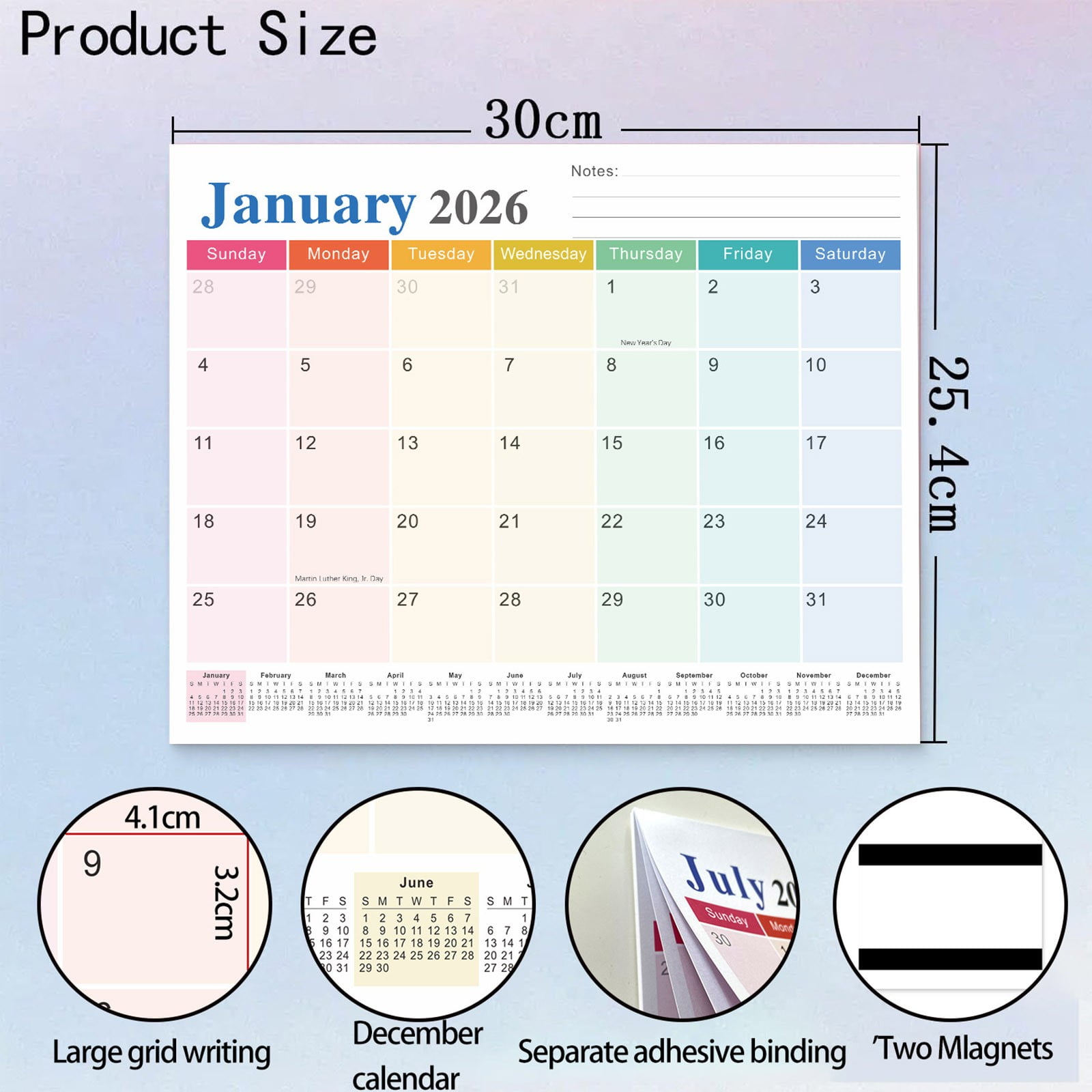 Tyidzon Magnetic Calendar for Refrigerator 2026-2027, 12x10