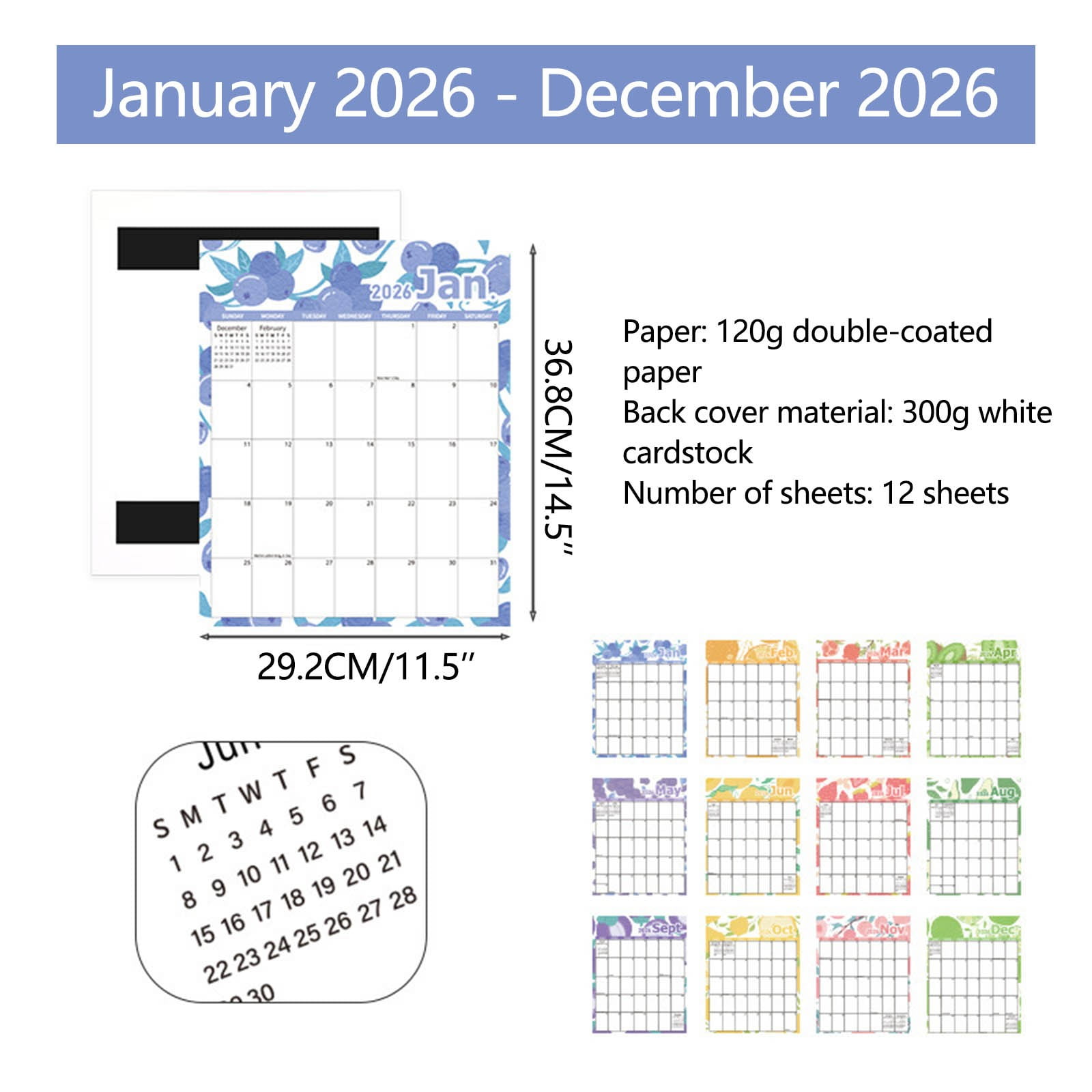 Tyidzon Magnetic Calendar for Refrigerator 2026-2027, 12x10