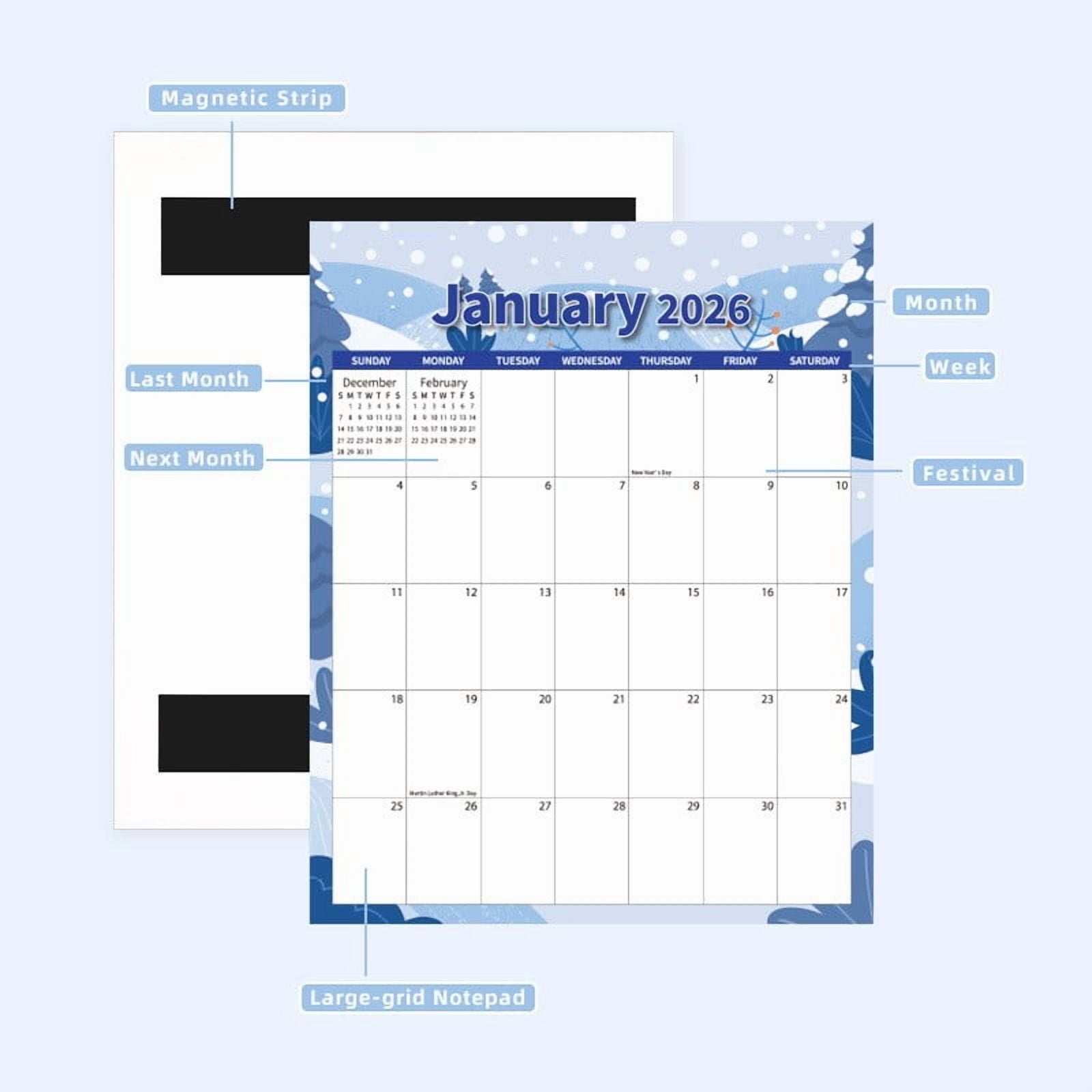 Tyidzon Magnetic Calendar for Refrigerator 2026-2027, 12x10