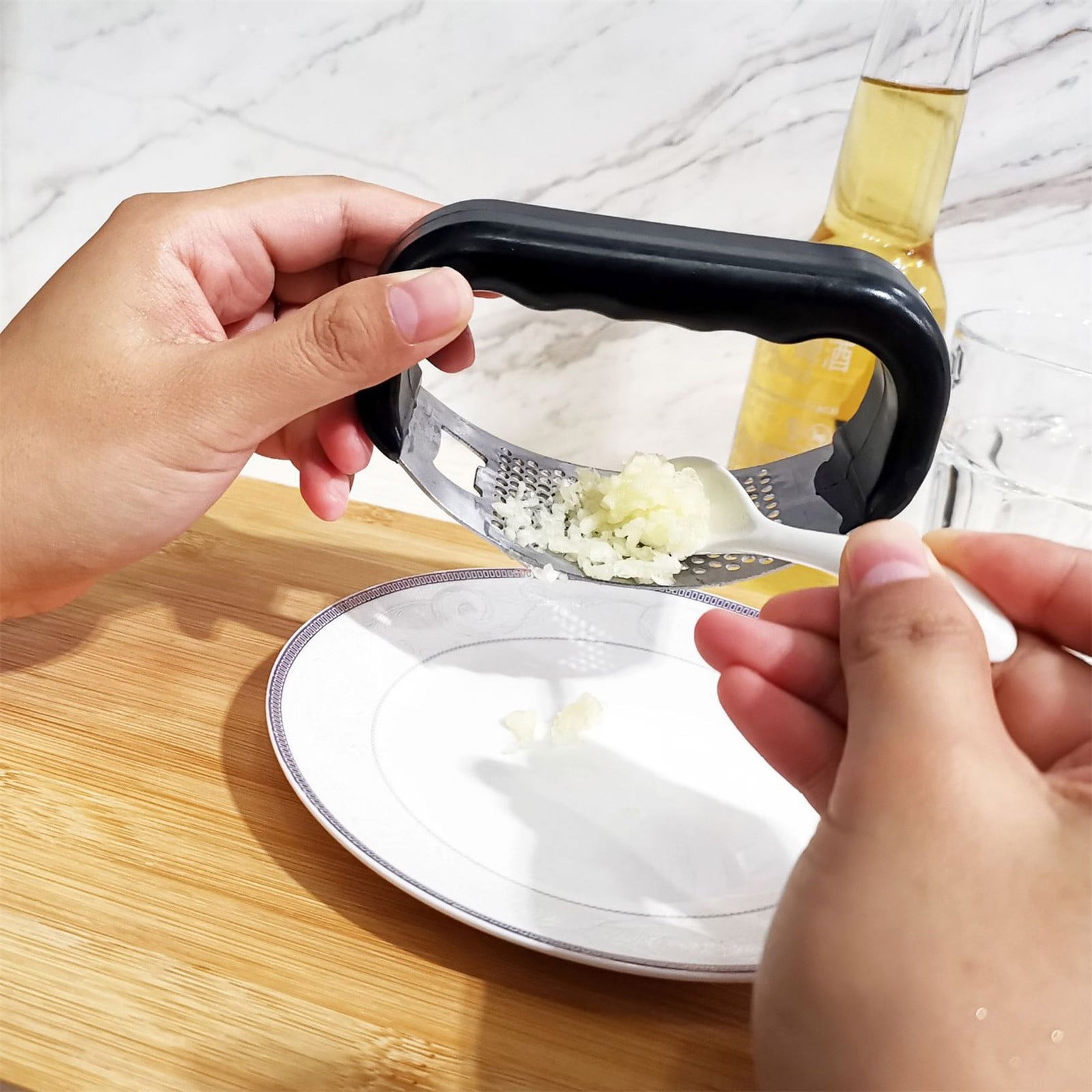 Stainless Steel Garlic Press Rocker, Garlic Mincer With Studs, Heavy Duty Garlic Chopper, Effective Garlic Peeler, Easy to Clean Kitchen Gadget for Minced Garlic, Dishwasher Safe 【1000+ bought since yesterday】A - Image 6