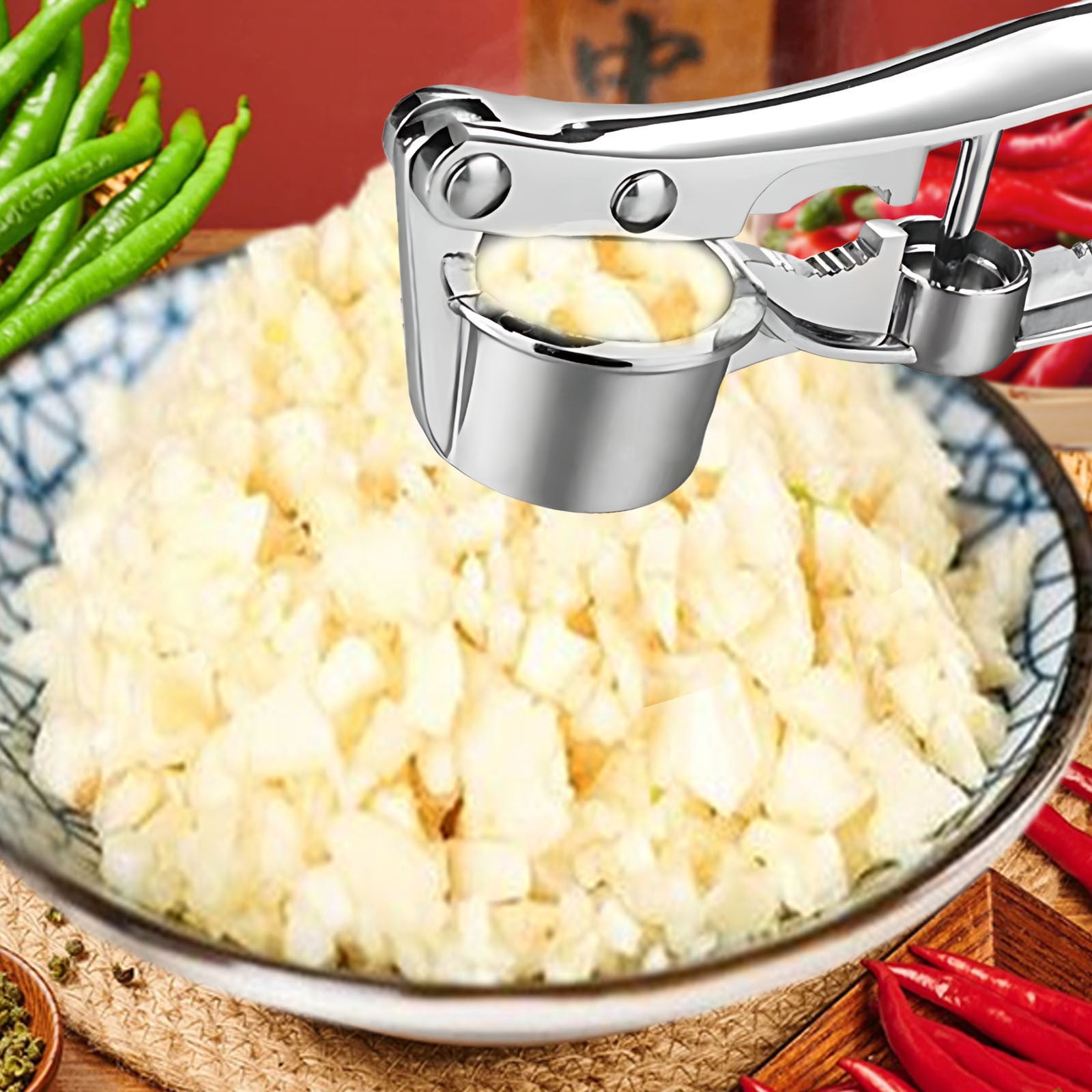 Stainless Steel Garlic Press Rocker, Garlic Mincer With Studs, Heavy Duty Garlic Chopper, Effective Garlic Peeler, Easy to Clean Kitchen Gadget for Minced Garlic, Dishwasher Safe 【500+ bought since yesterday】B - Image 7