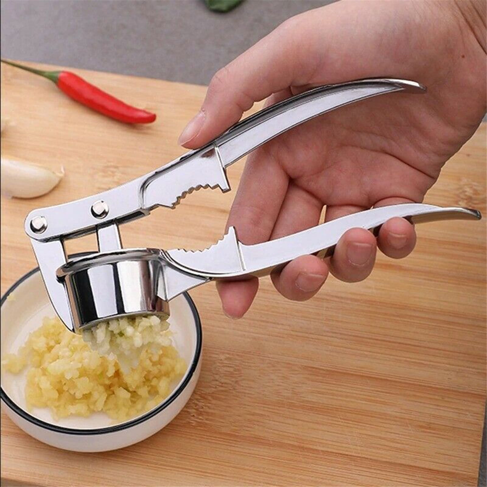 Stainless Steel Garlic Press Rocker, Garlic Mincer With Studs, Heavy Duty Garlic Chopper, Effective Garlic Peeler, Easy to Clean Kitchen Gadget for Minced Garlic, Dishwasher Safe 【Best Seller】C - Image 1