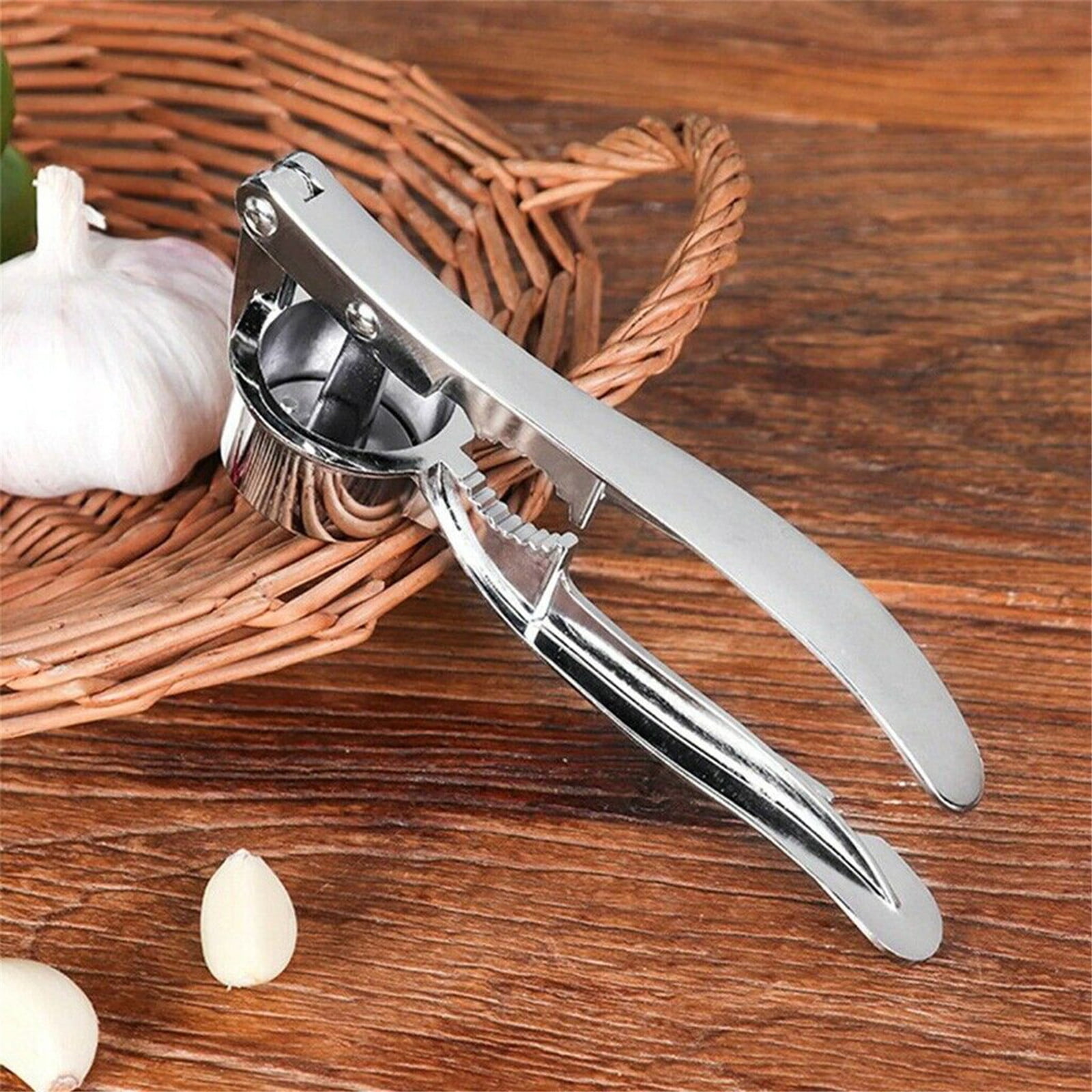 Stainless Steel Garlic Press Rocker, Garlic Mincer With Studs, Heavy Duty Garlic Chopper, Effective Garlic Peeler, Easy to Clean Kitchen Gadget for Minced Garlic, Dishwasher Safe 【Best Seller】C - Image 5