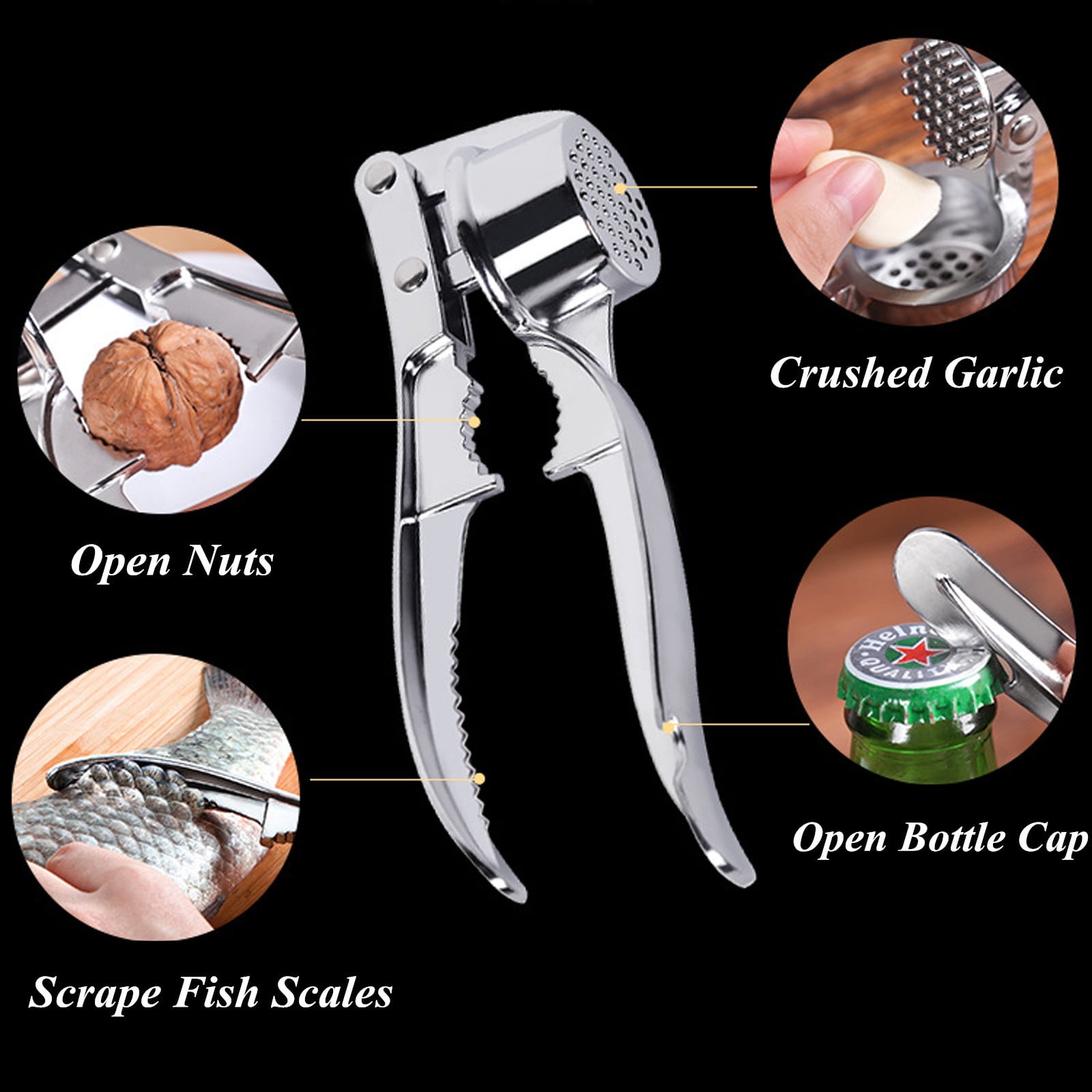 Stainless Steel Garlic Press Rocker, Garlic Mincer With Studs, Heavy Duty Garlic Chopper, Effective Garlic Peeler, Easy to Clean Kitchen Gadget for Minced Garlic, Dishwasher Safe 【Best Seller】C - Image 6
