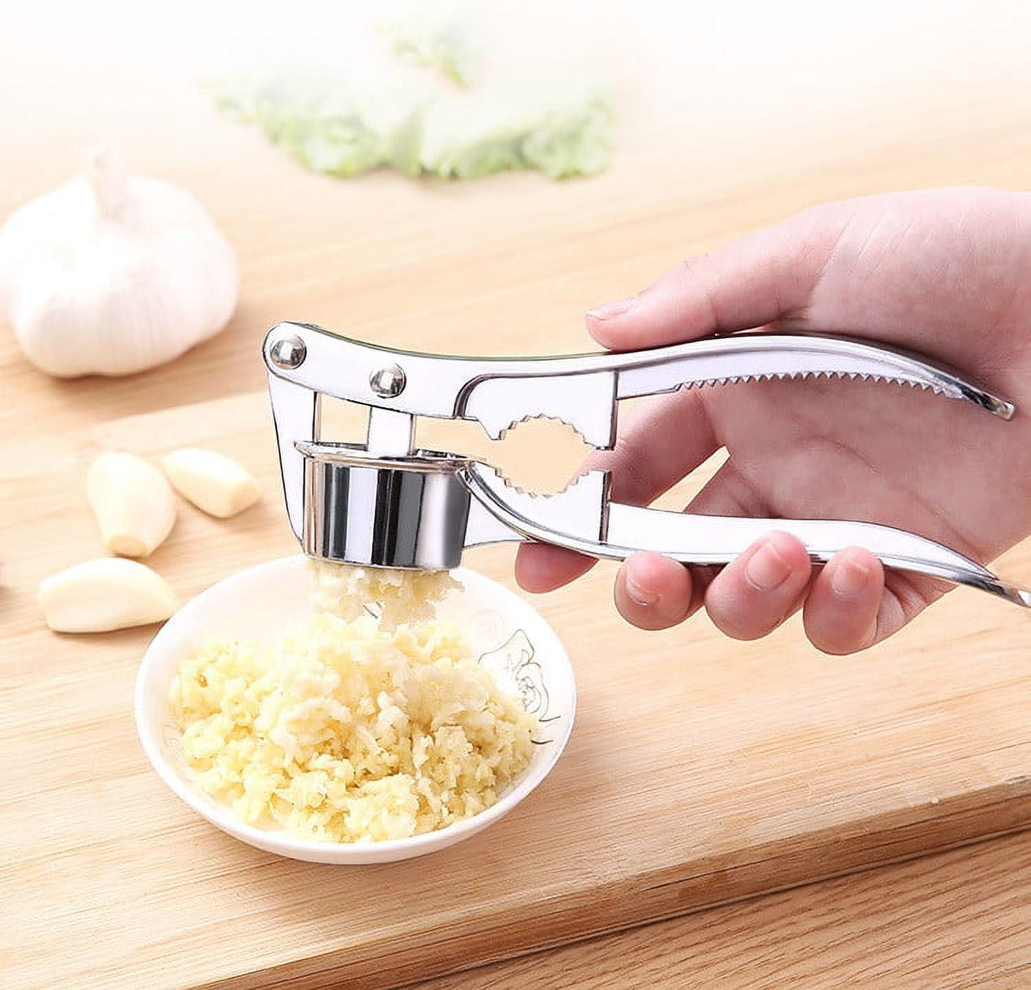 Stainless Steel Garlic Press Rocker, Garlic Mincer With Studs, Heavy Duty Garlic Chopper, Effective Garlic Peeler, Easy to Clean Kitchen Gadget for Minced Garlic, Dishwasher Safe 【Best Seller】C - Image 7