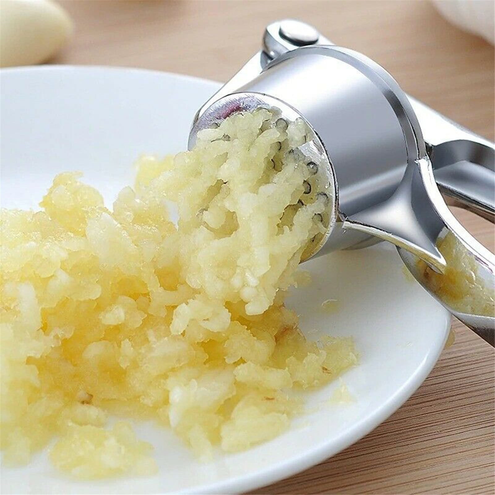 Stainless Steel Garlic Press Rocker, Garlic Mincer With Studs, Heavy Duty Garlic Chopper, Effective Garlic Peeler, Easy to Clean Kitchen Gadget for Minced Garlic, Dishwasher Safe 【Best Seller】C - Image 8