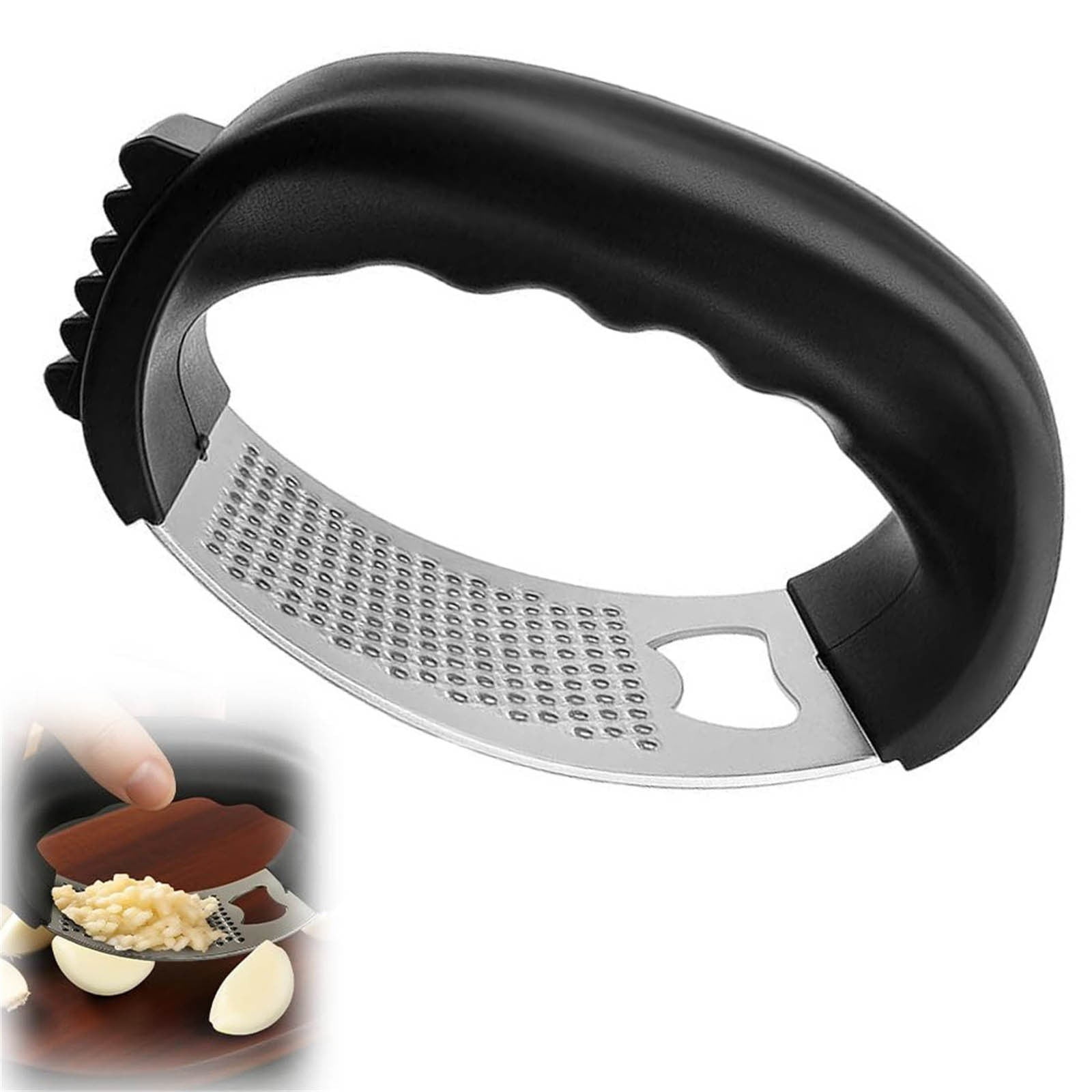 Stainless Steel Garlic Press Rocker, Garlic Mincer With Studs, Heavy Duty Garlic Chopper, Effective Garlic Peeler, Easy to Clean Kitchen Gadget for Minced Garlic, Dishwasher Safe 【Best Seller】D - Image 1
