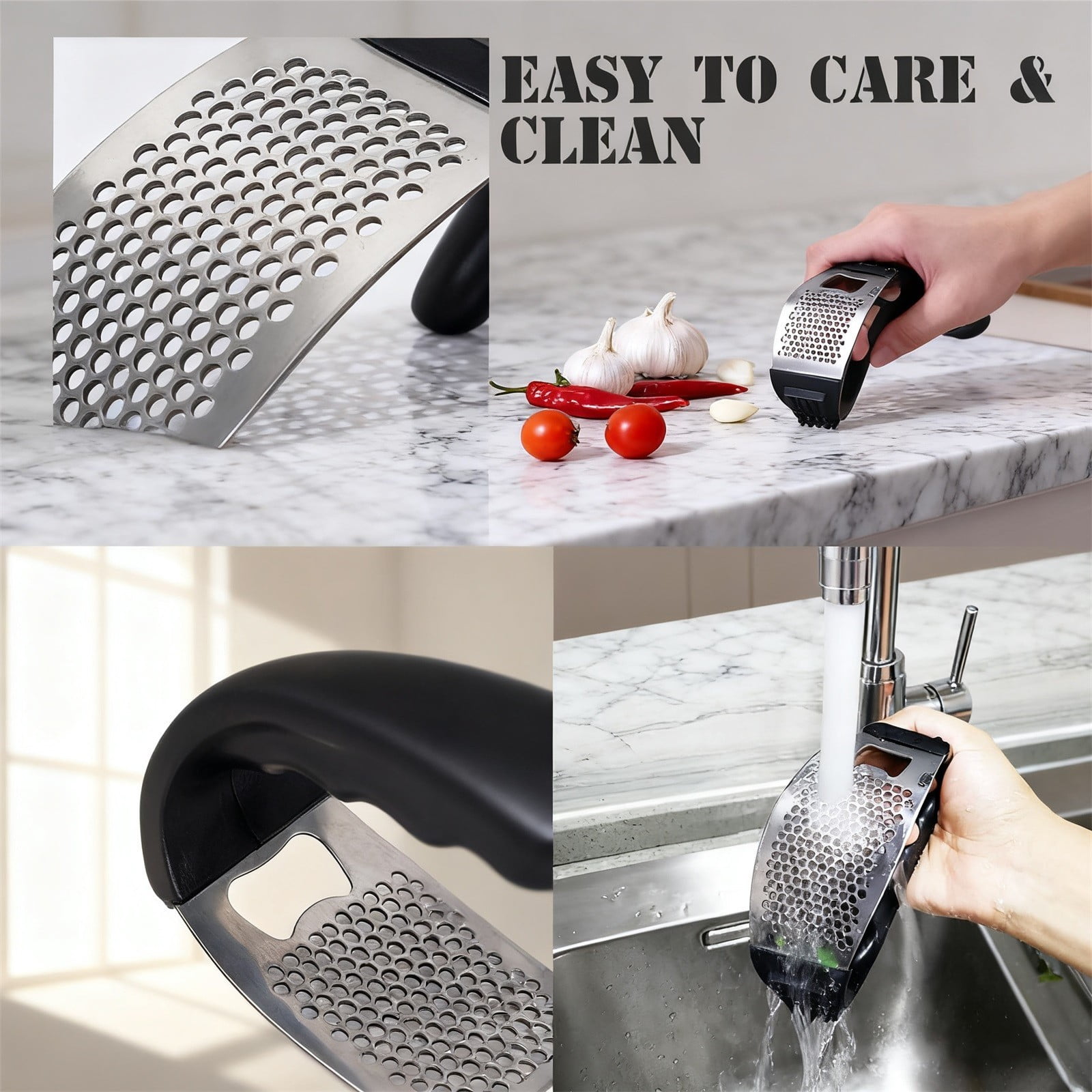 Stainless Steel Garlic Press Rocker, Garlic Mincer With Studs, Heavy Duty Garlic Chopper, Effective Garlic Peeler, Easy to Clean Kitchen Gadget for Minced Garlic, Dishwasher Safe 【Best Seller】D - Image 5